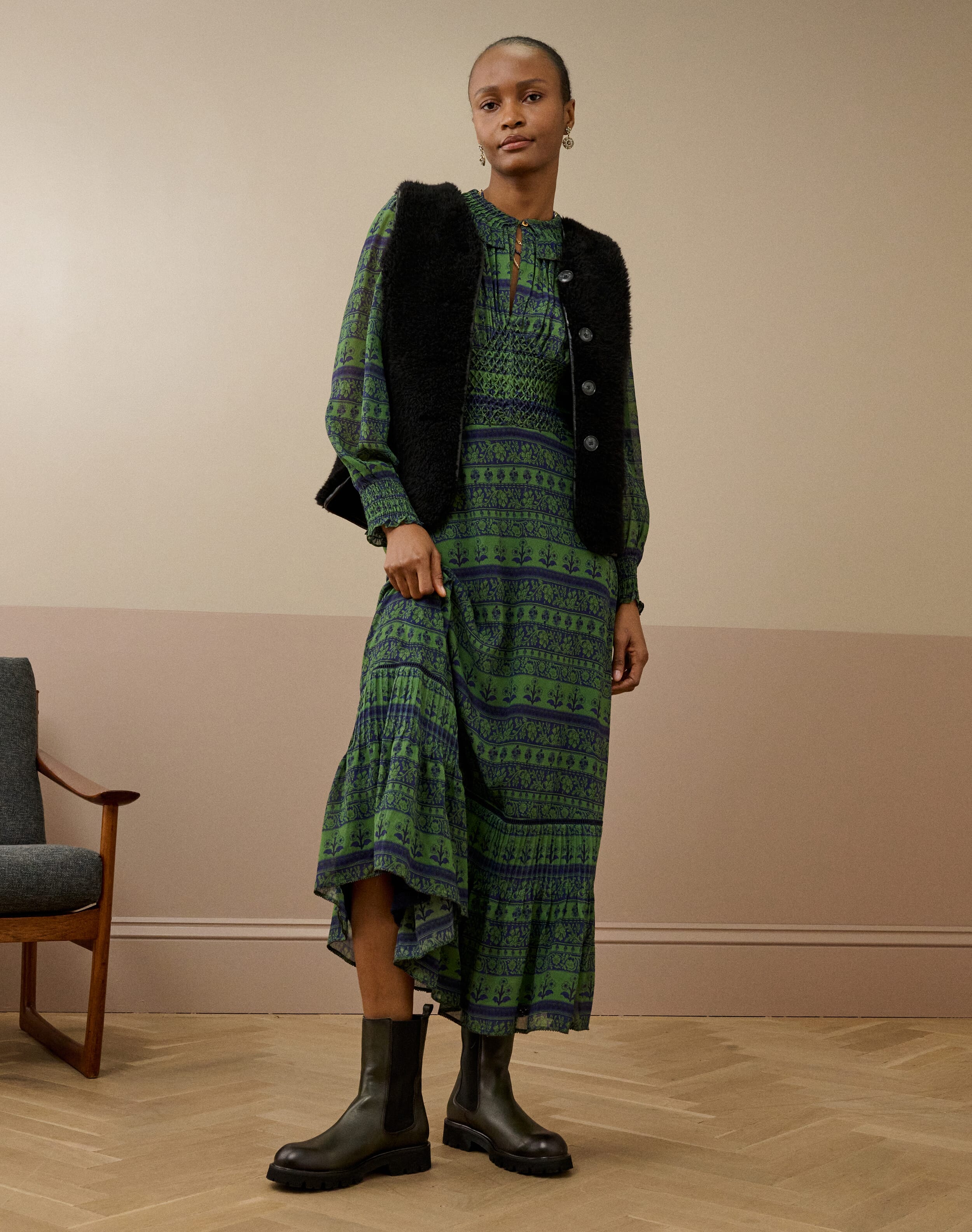 Silk Smocked Dress