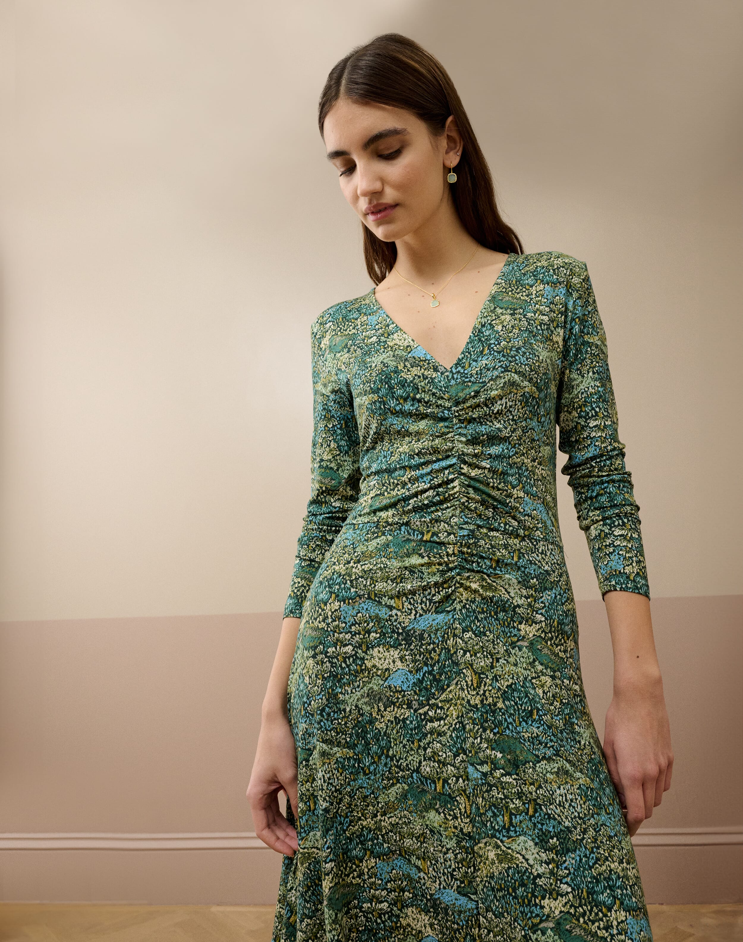 Liberty Print Jersey Ruched Dress
