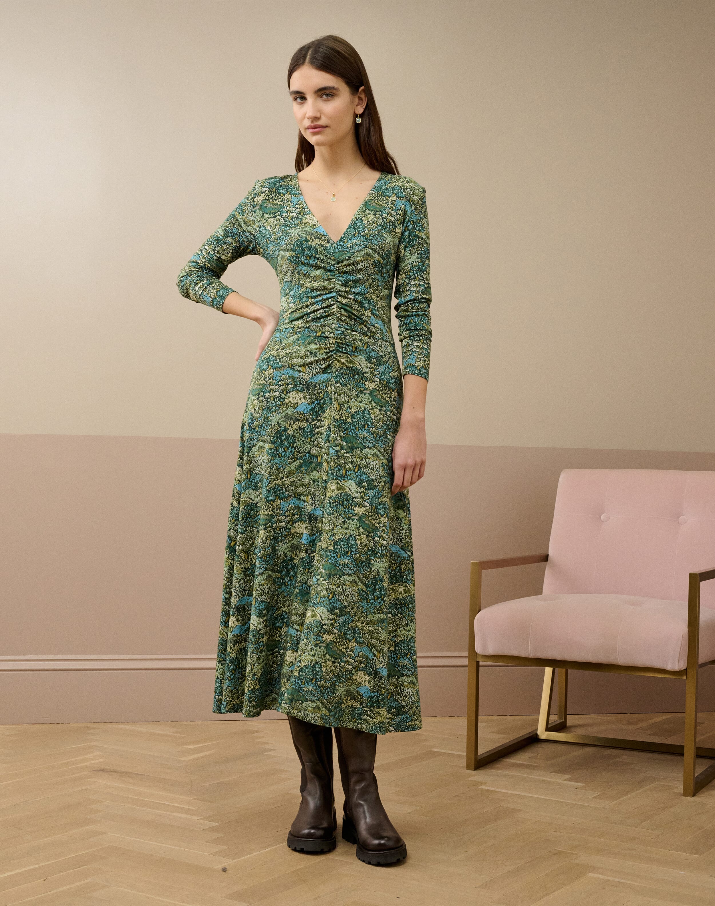 Liberty Print Jersey Ruched Dress
