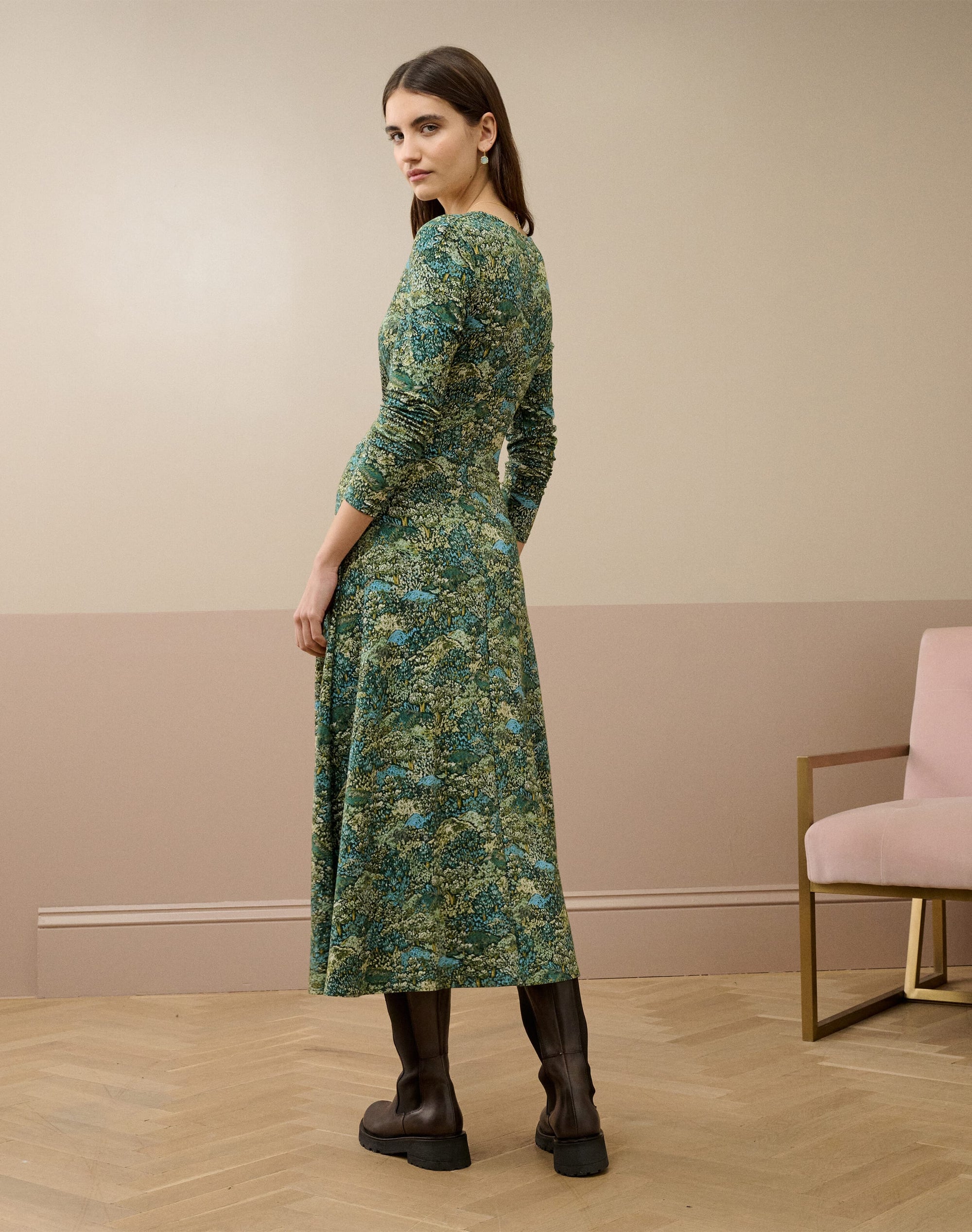 Liberty Print Jersey Ruched Dress