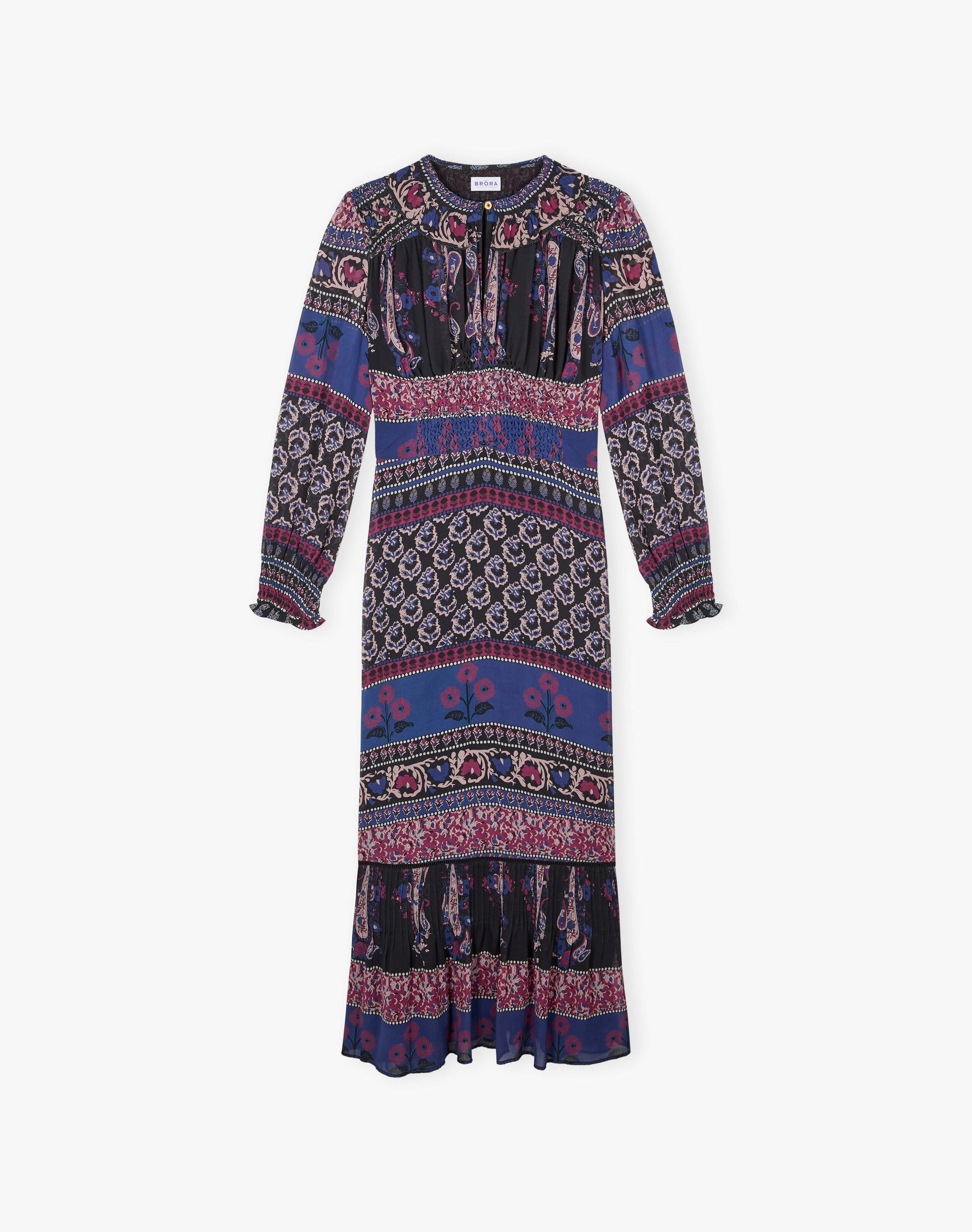 Silk Smocked Patchwork Dress