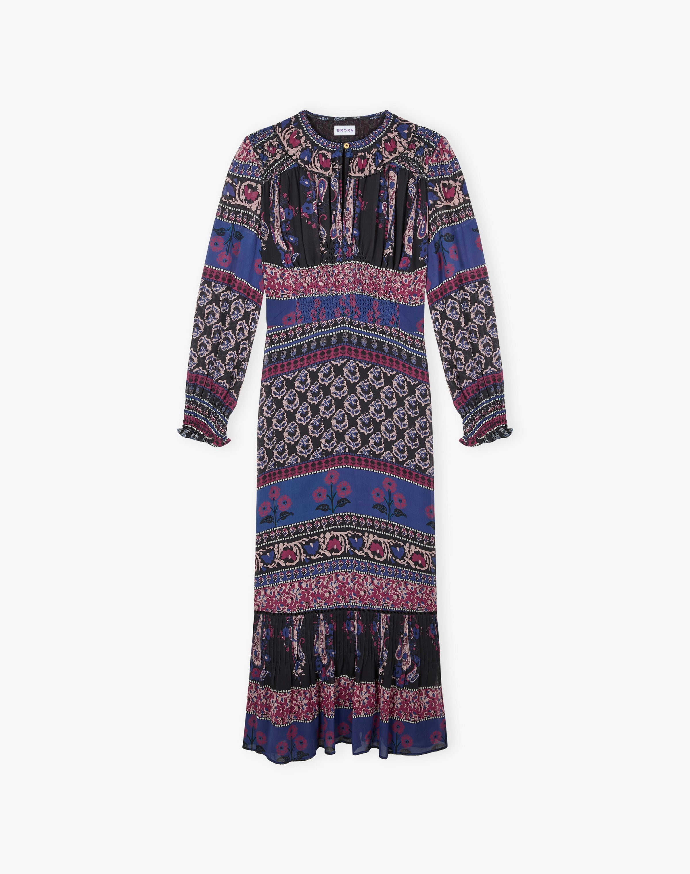 Silk Smocked Patchwork Dress