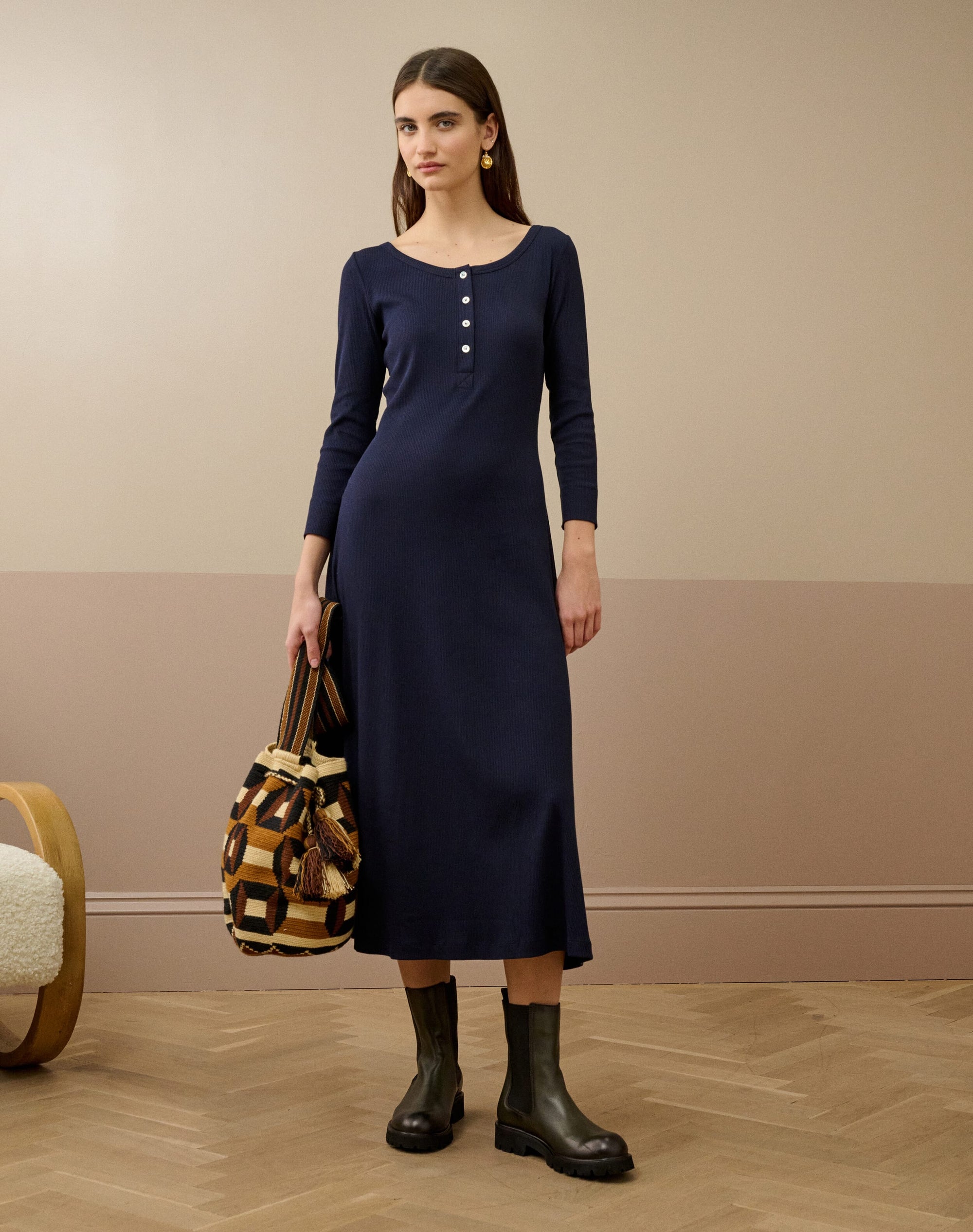 Organic Cotton Ribbed Jersey Dress