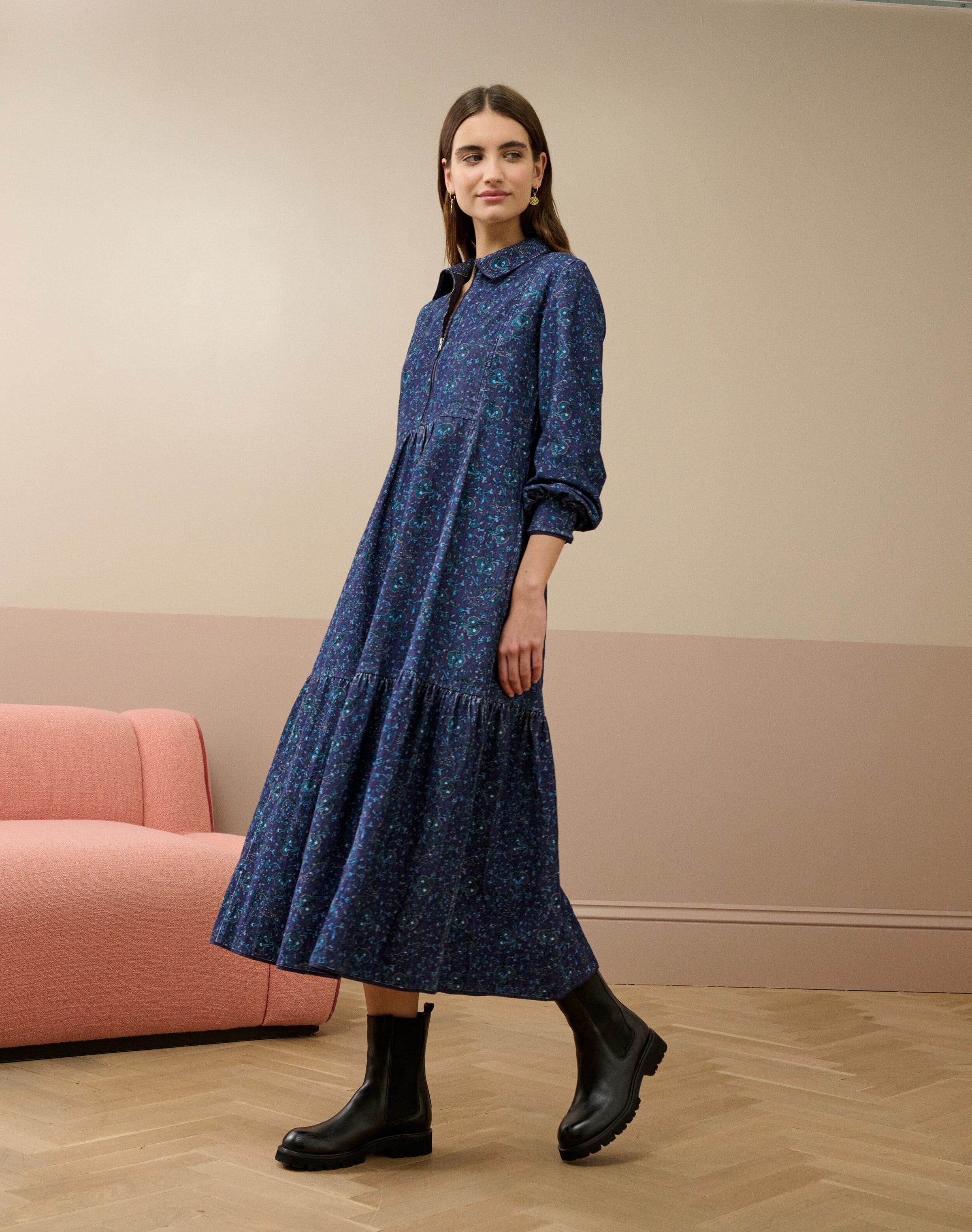 Organic Needlecord Zip Up Dress