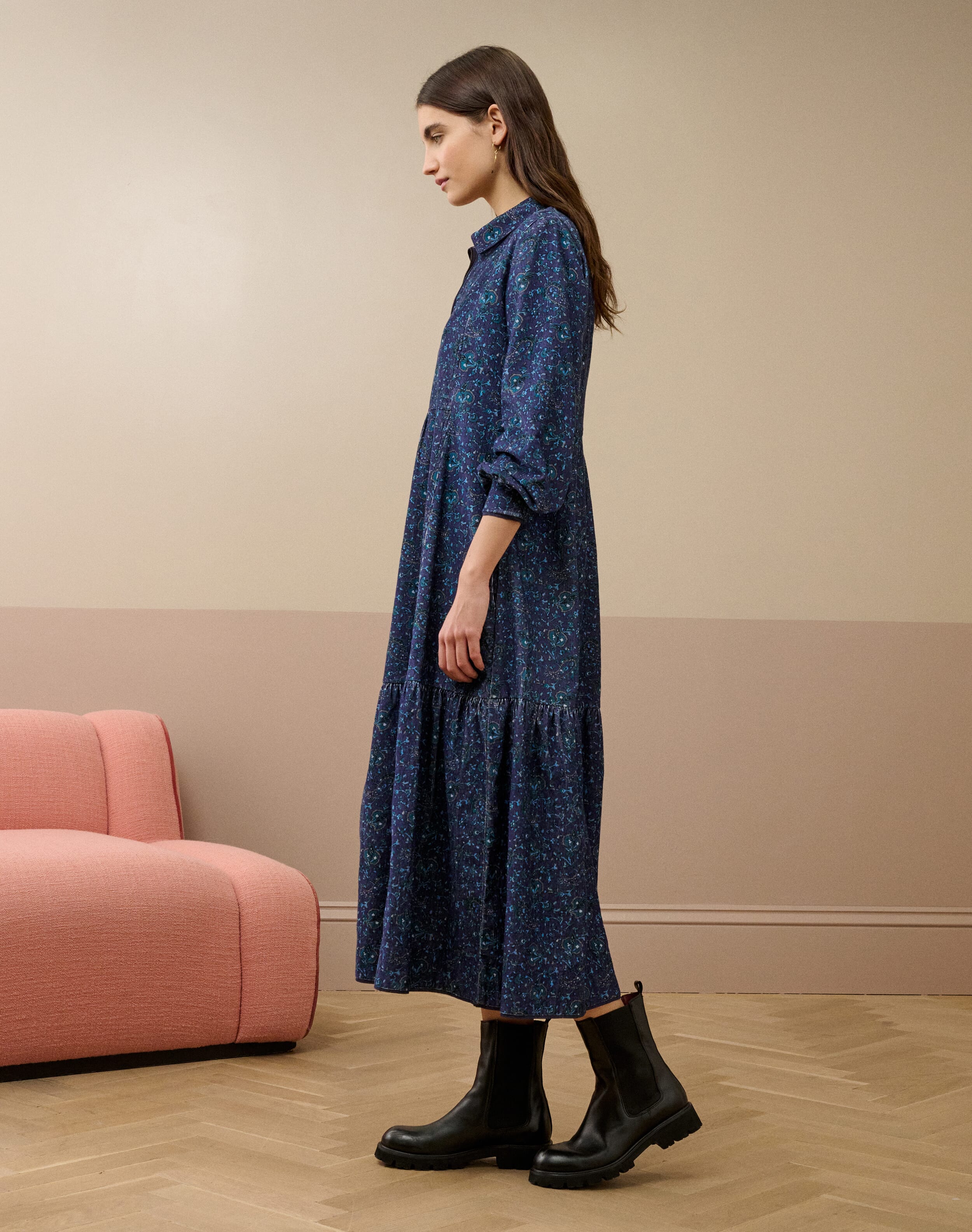 Organic Needlecord Zip Up Dress