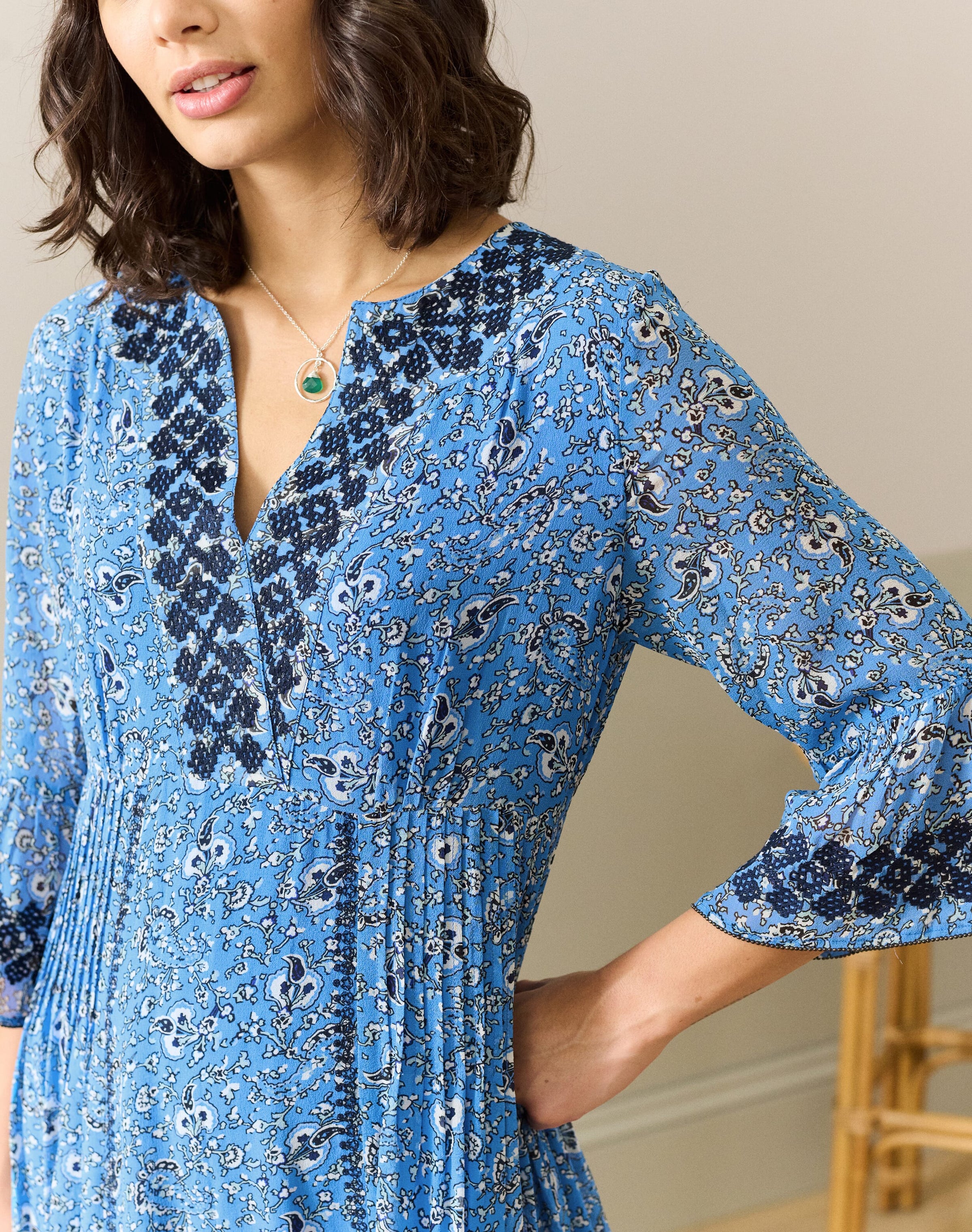 Embroidered Silk Dress