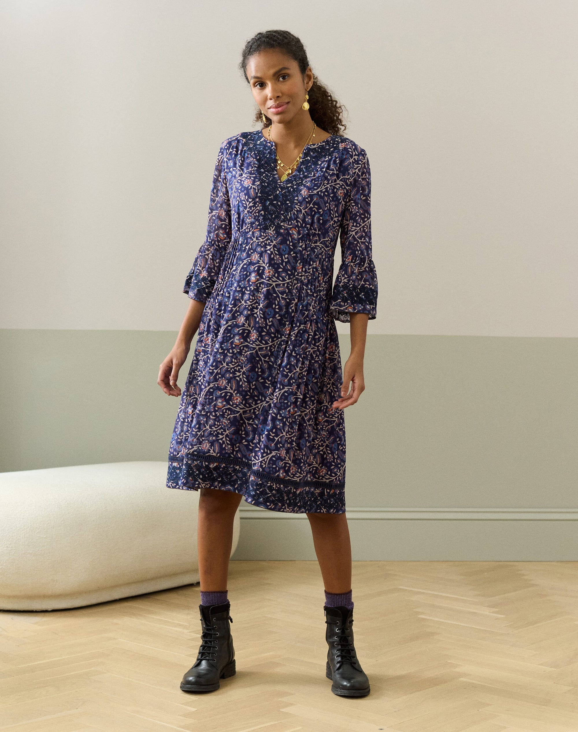 Embroidered Silk Dress