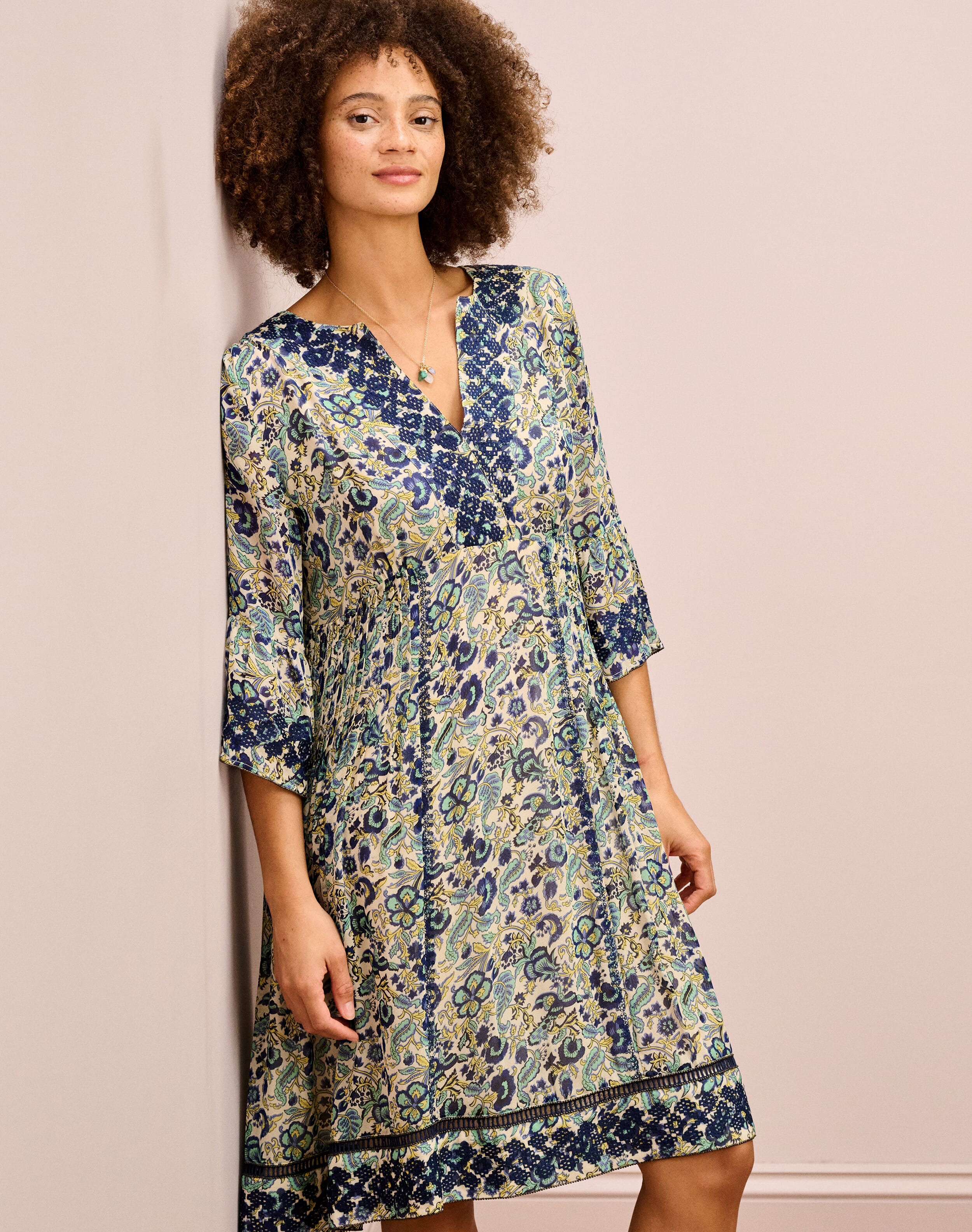 Embroidered Silk Dress