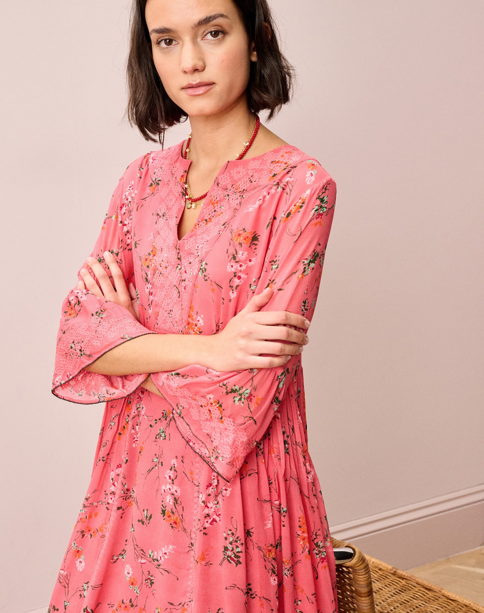 Embroidered Silk Dress
