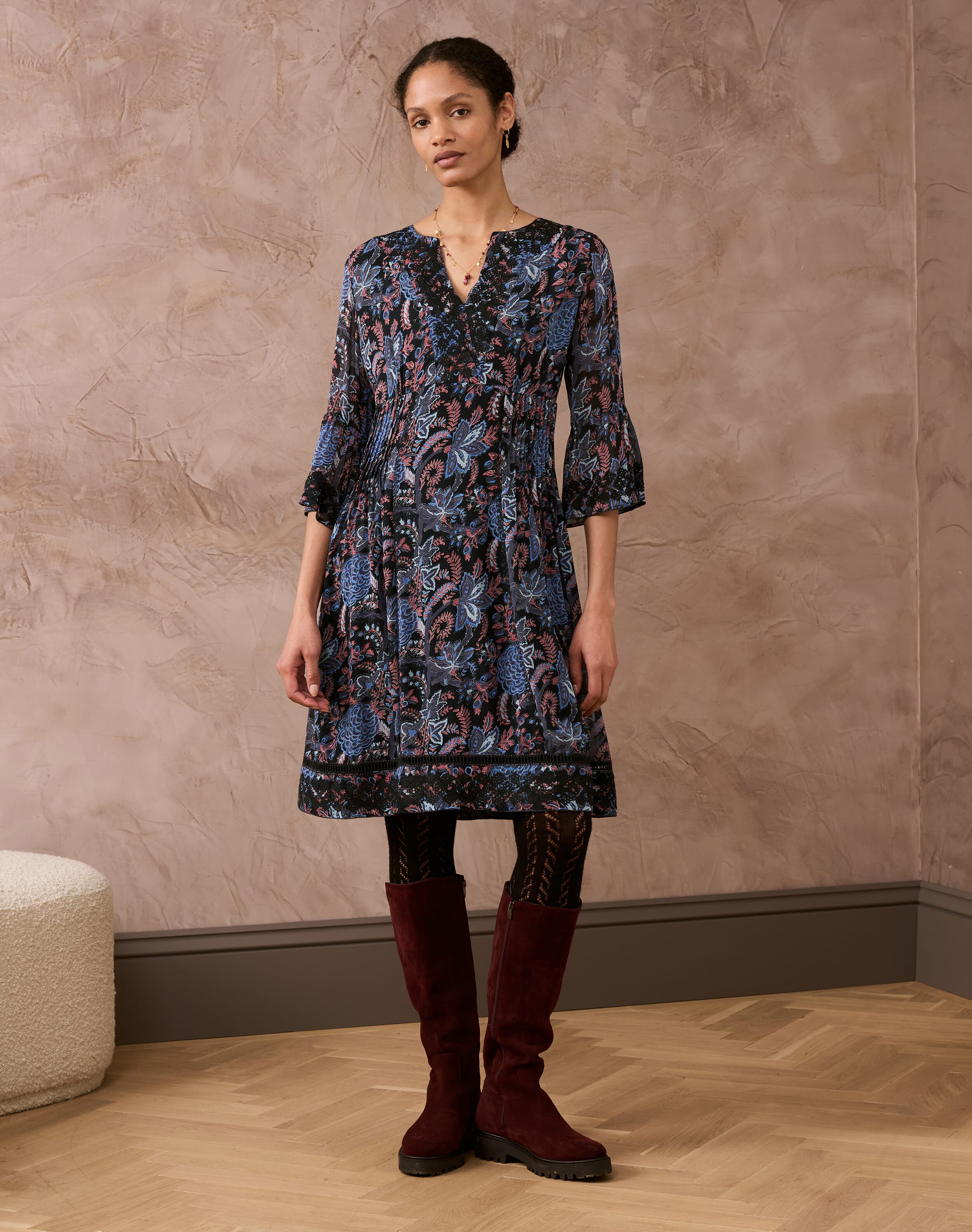 Embroidered Silk Dress