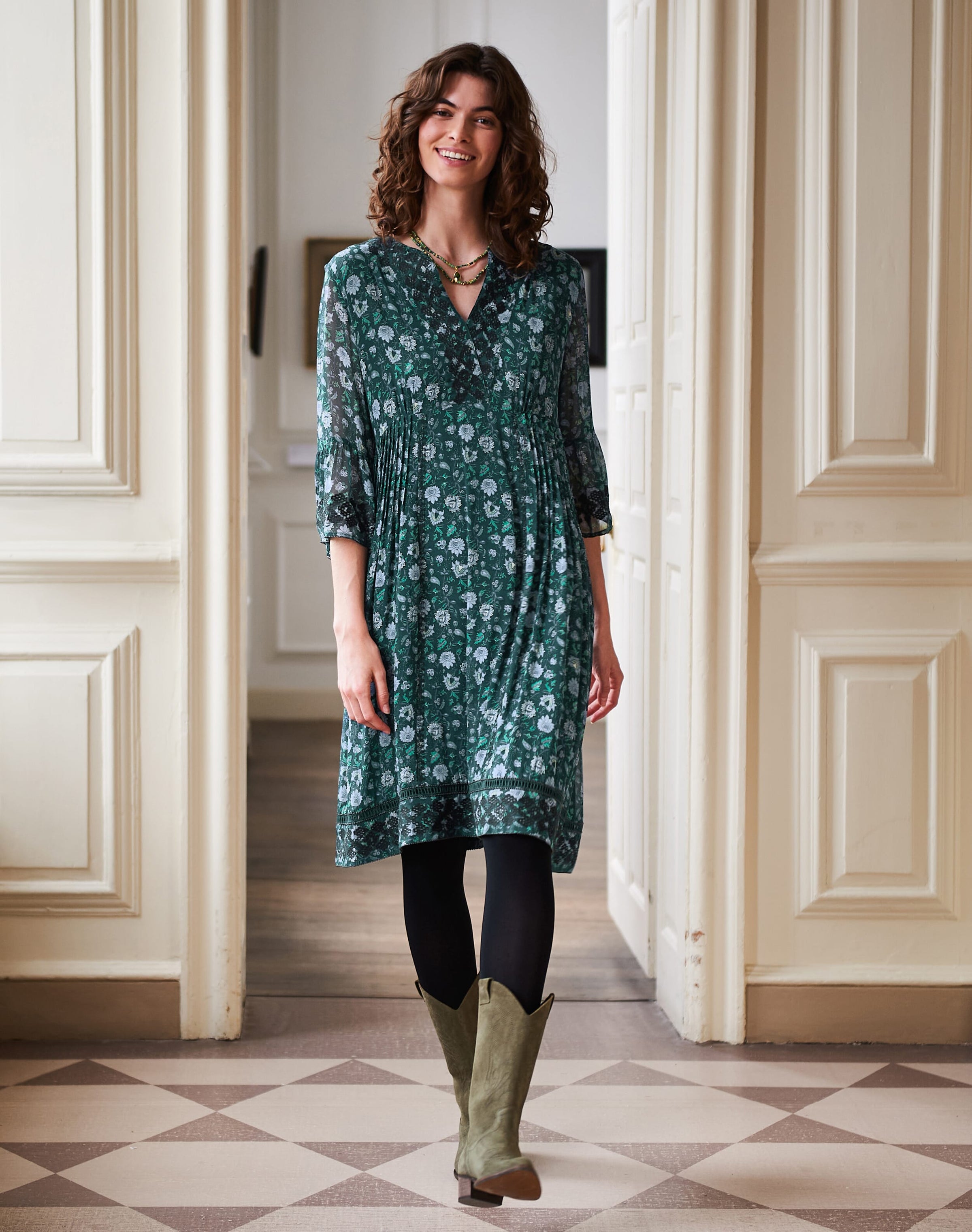 Embroidered Silk Dress