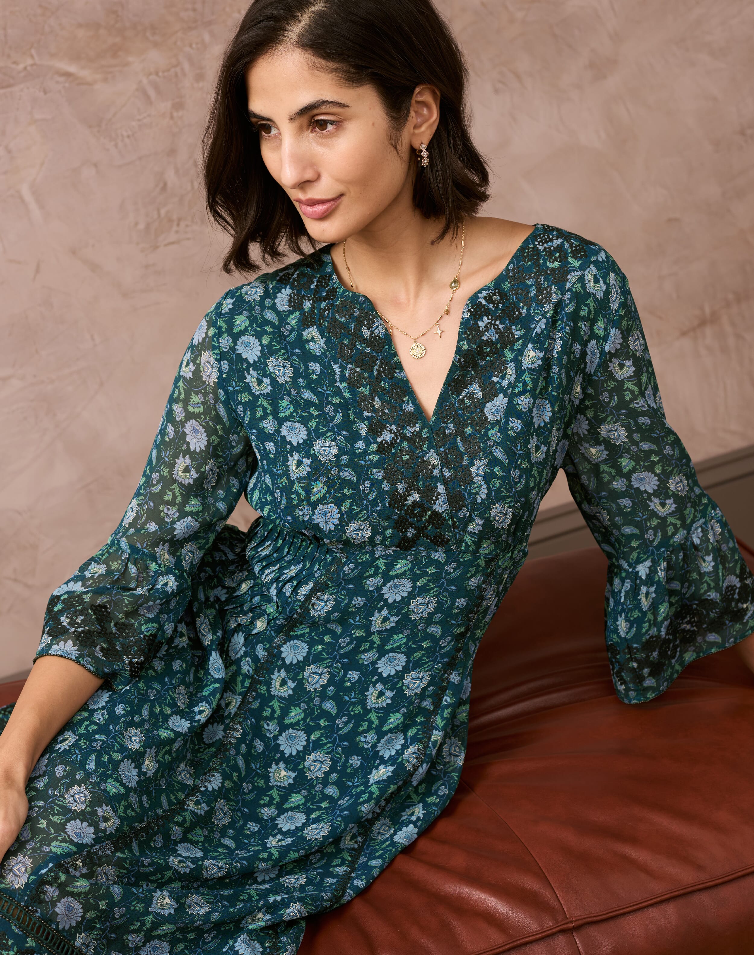 Embroidered Silk Dress