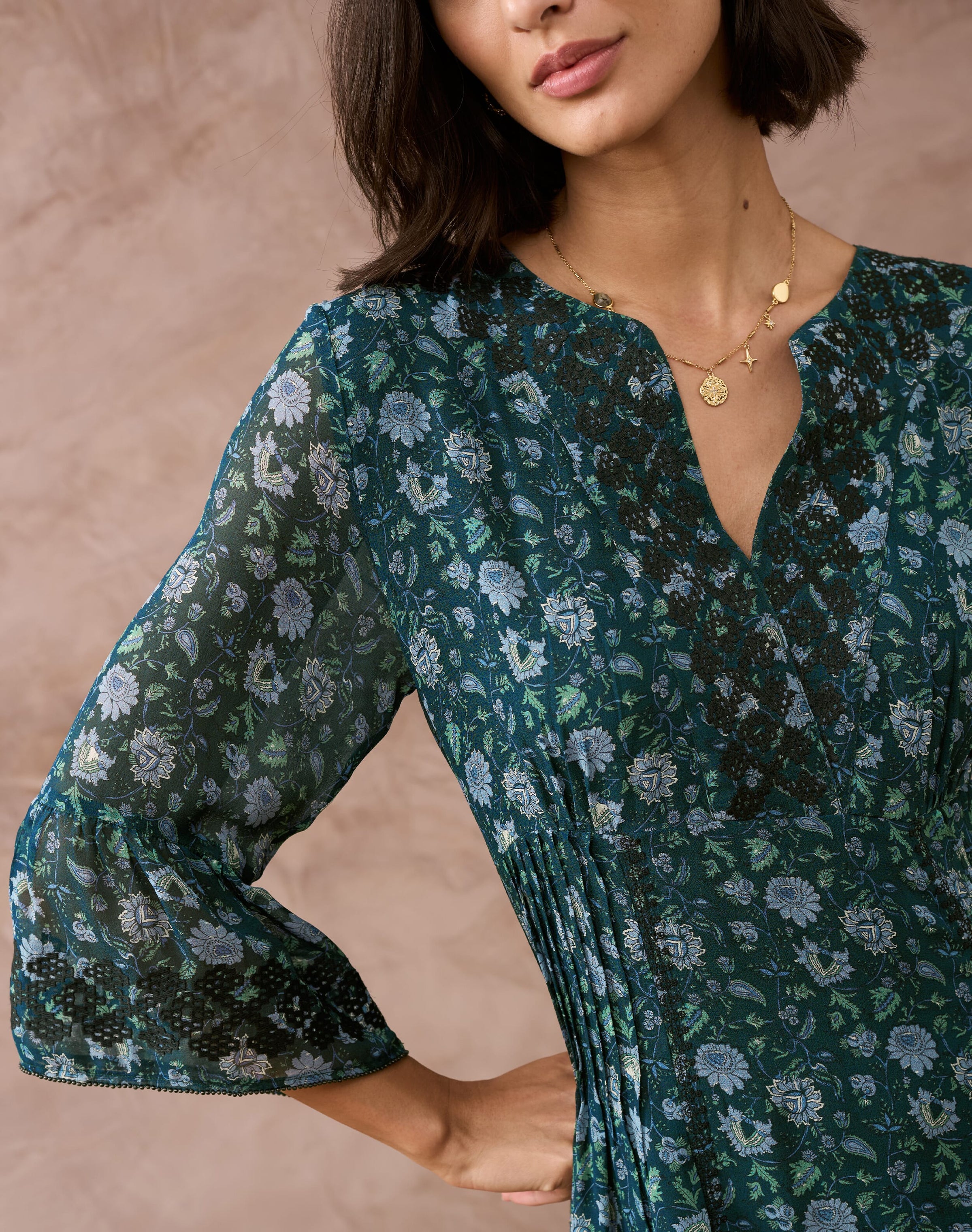 Embroidered Silk Dress