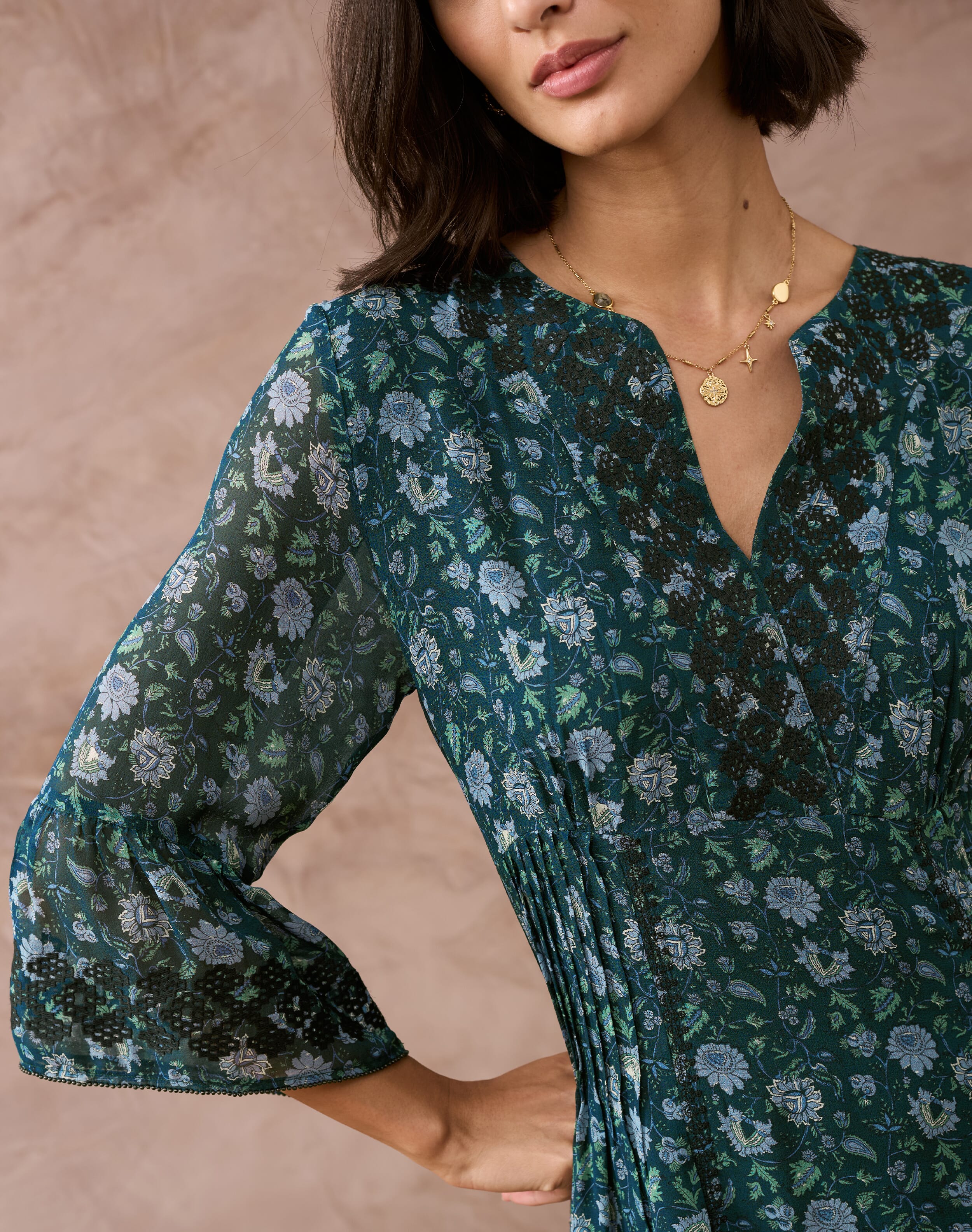 Embroidered Silk Dress