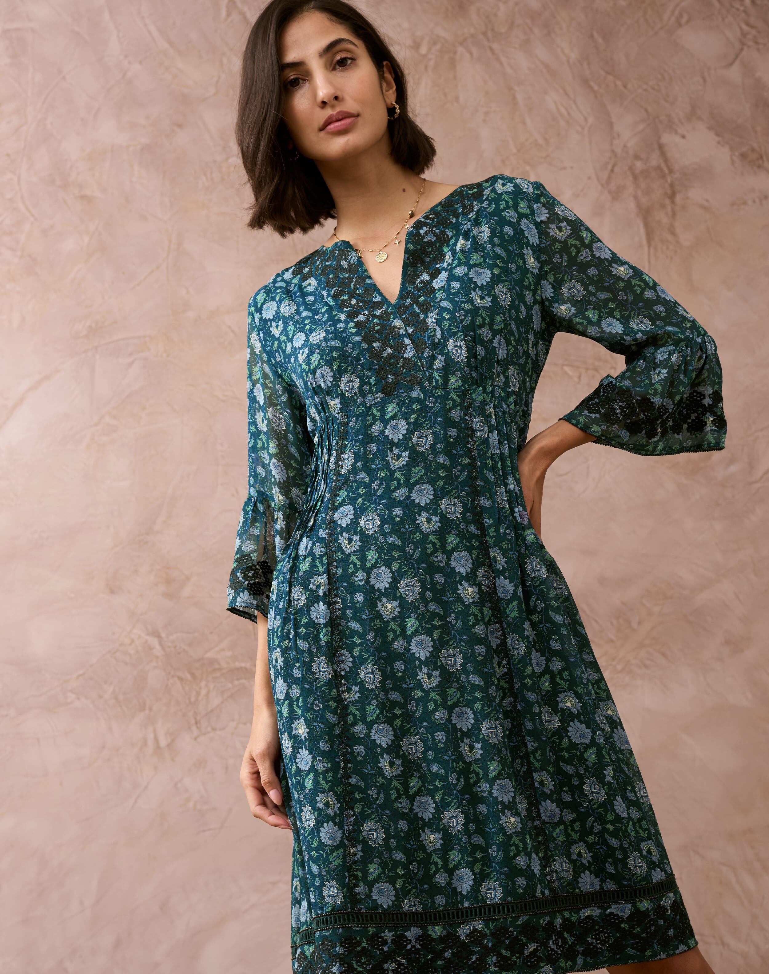 Embroidered Silk Dress