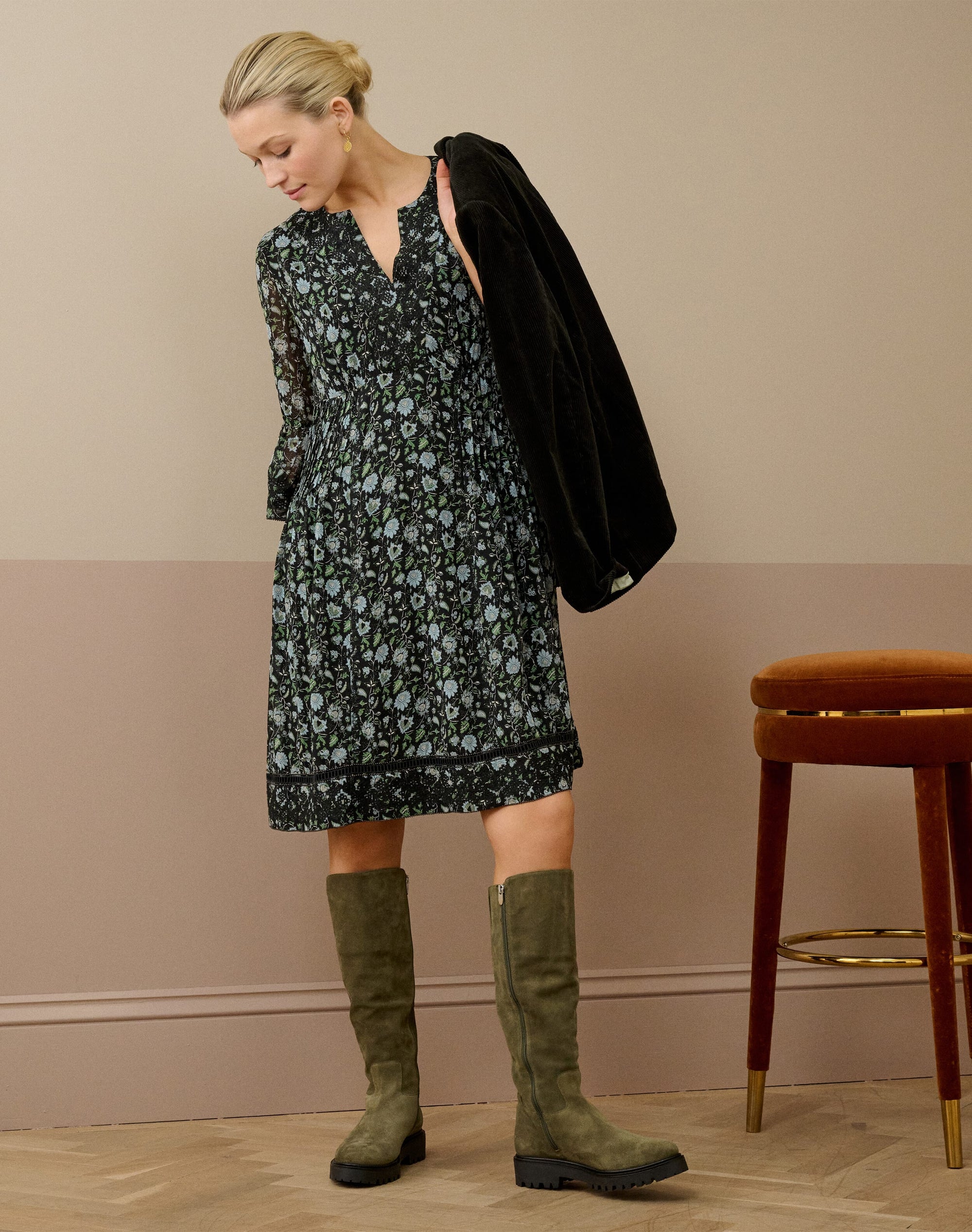 Embroidered Silk Dress