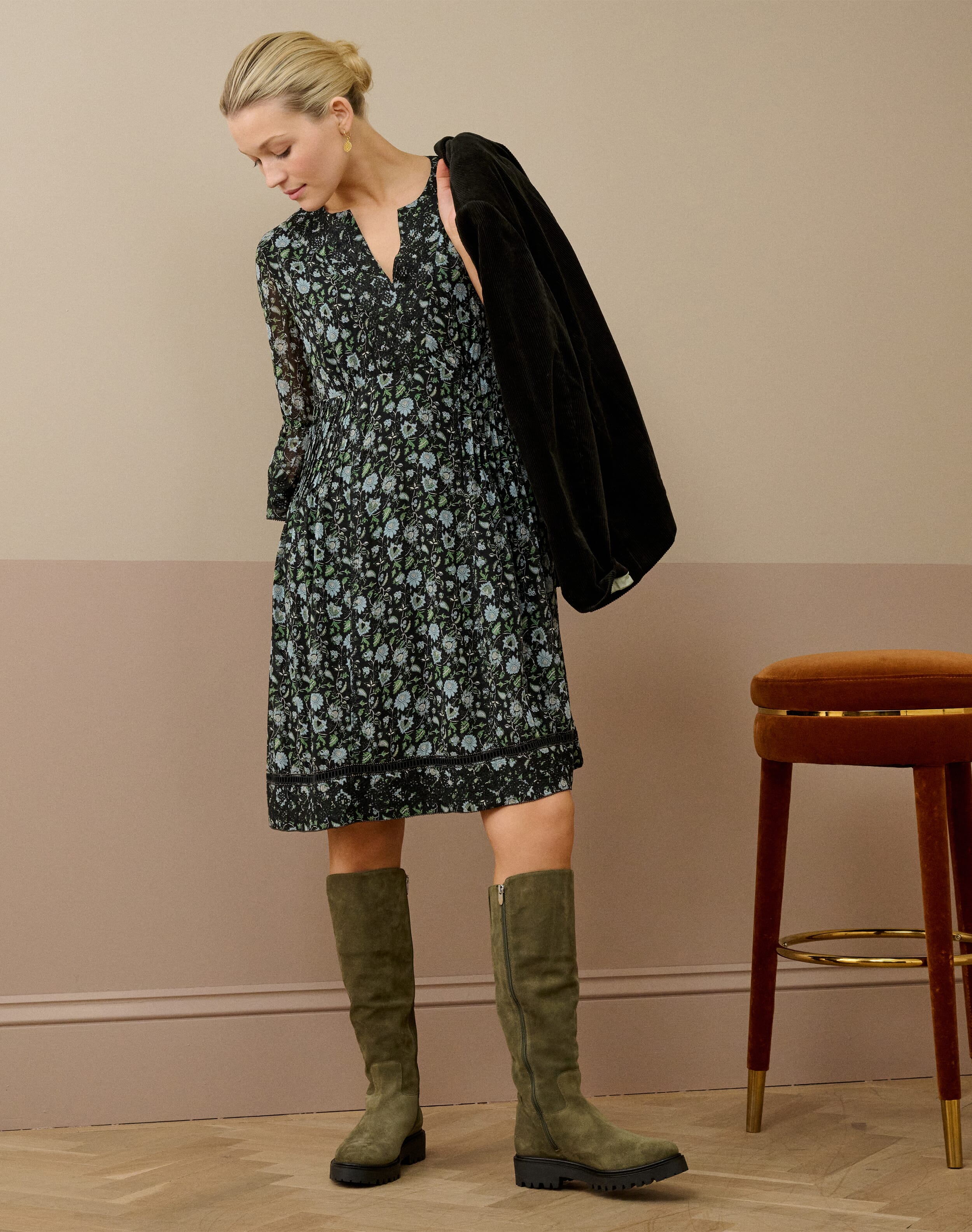 Embroidered Silk Dress