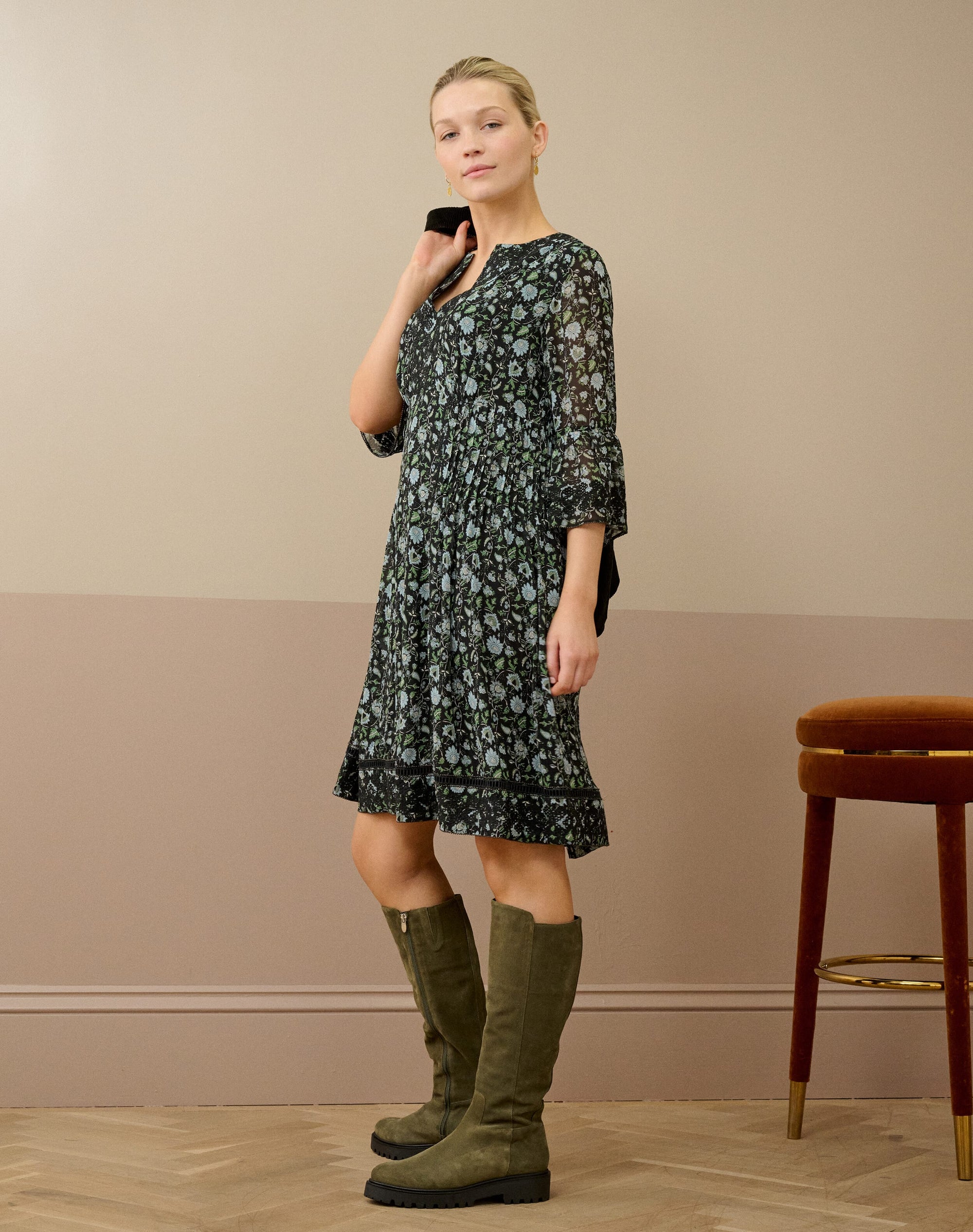 Embroidered Silk Dress