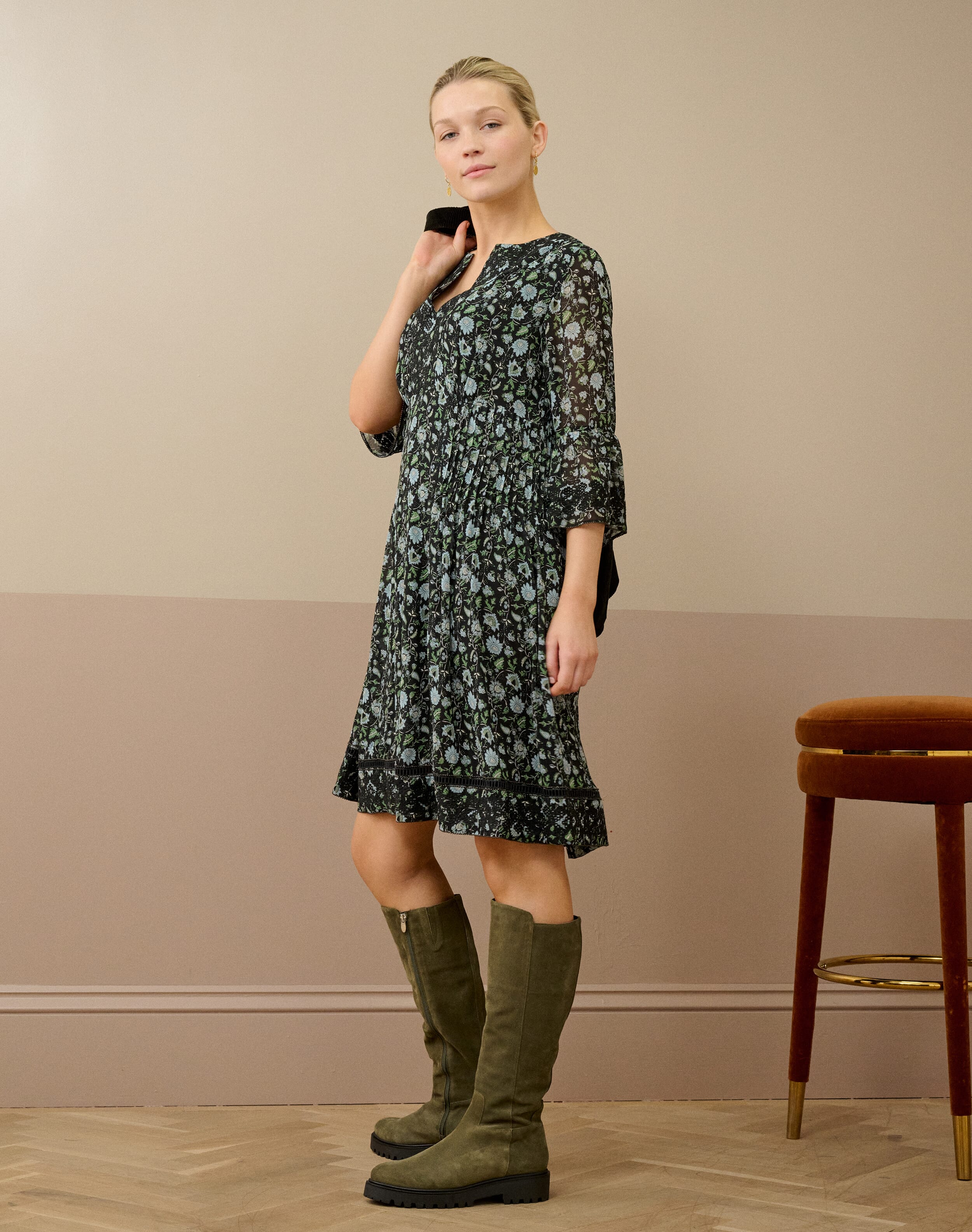 Embroidered Silk Dress
