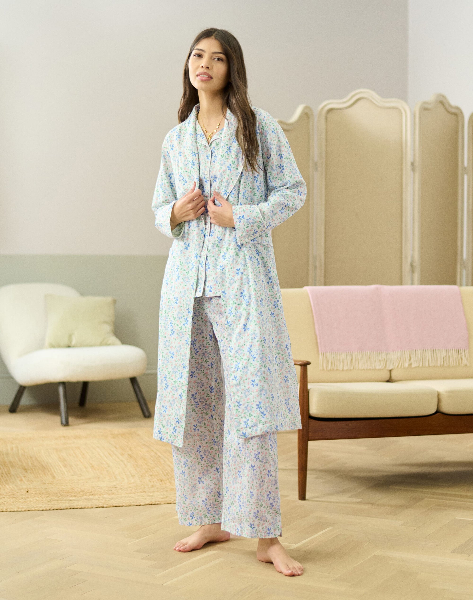 Organic Cotton Floral Dressing Gown