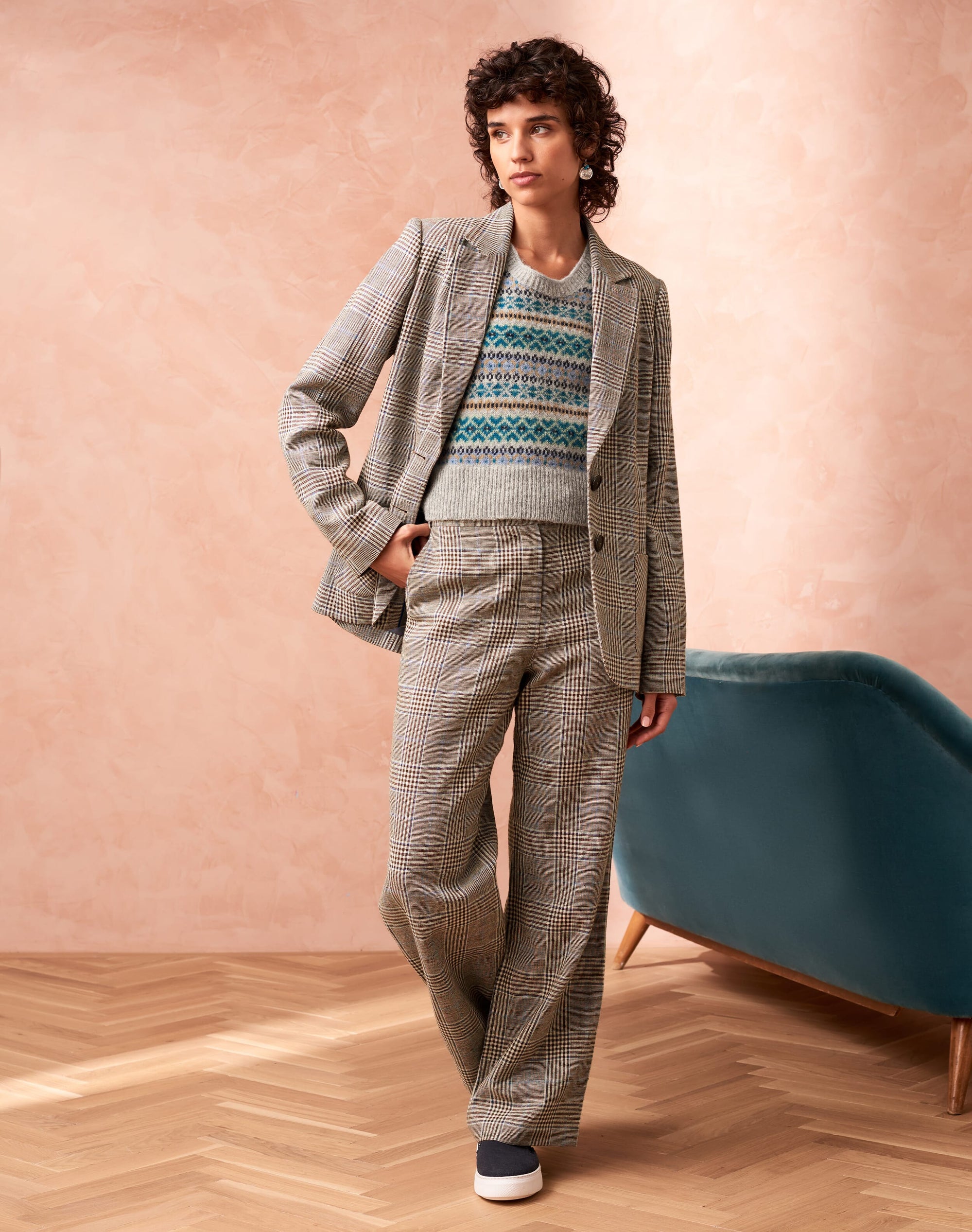 Cotton Linen Check Jacket