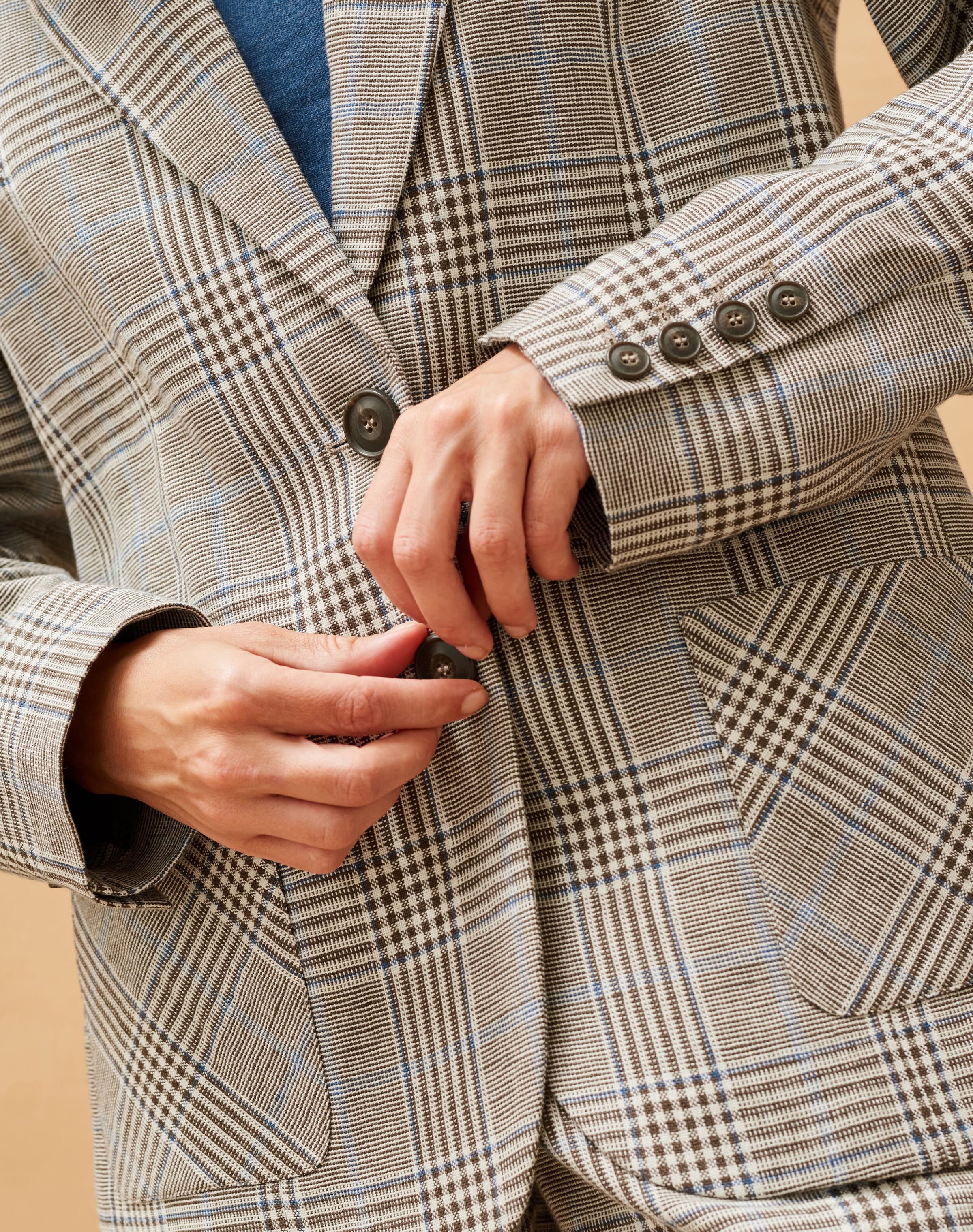Cotton Linen Check Jacket