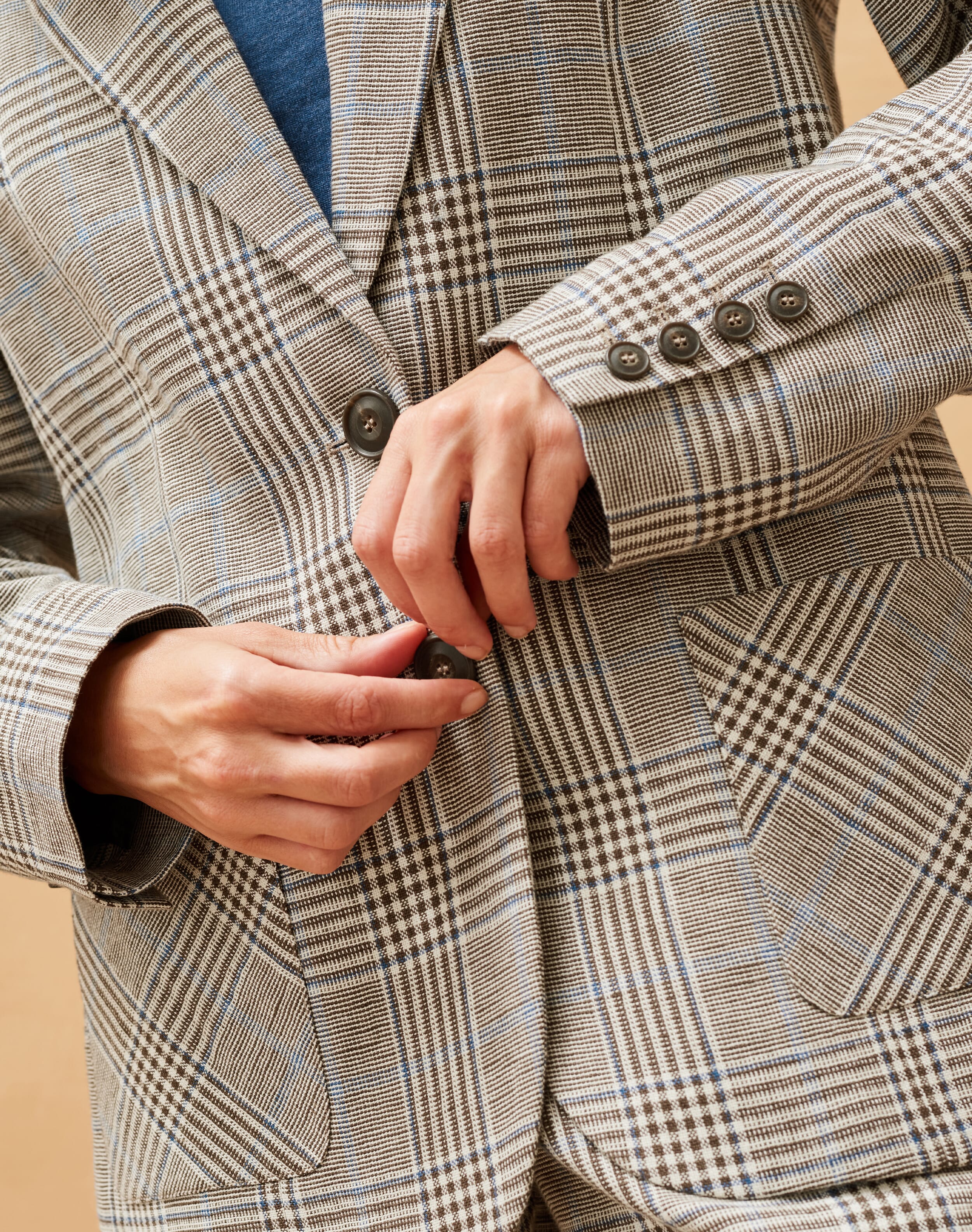 Cotton Linen Check Jacket