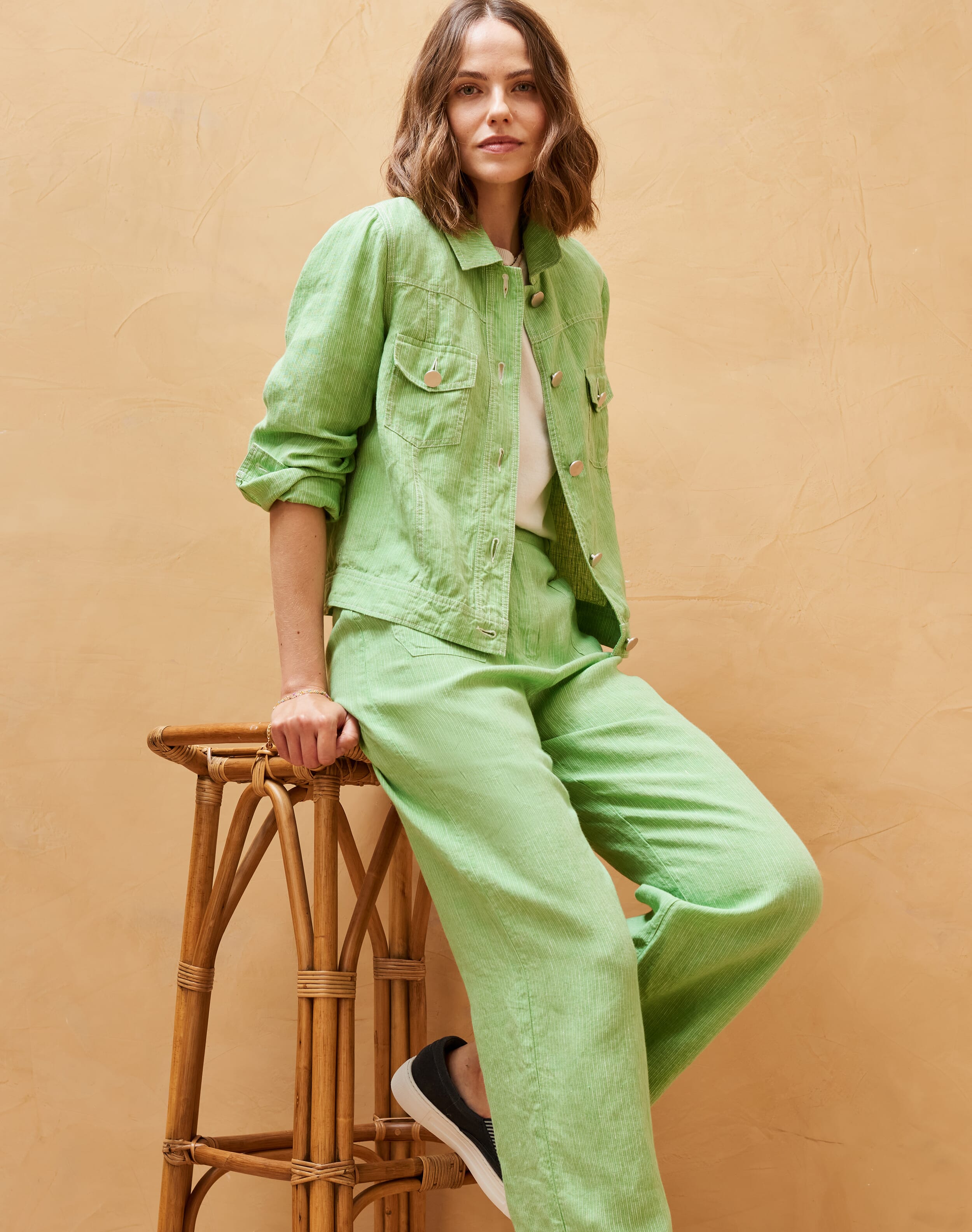 Textured Stripe Linen Jacket