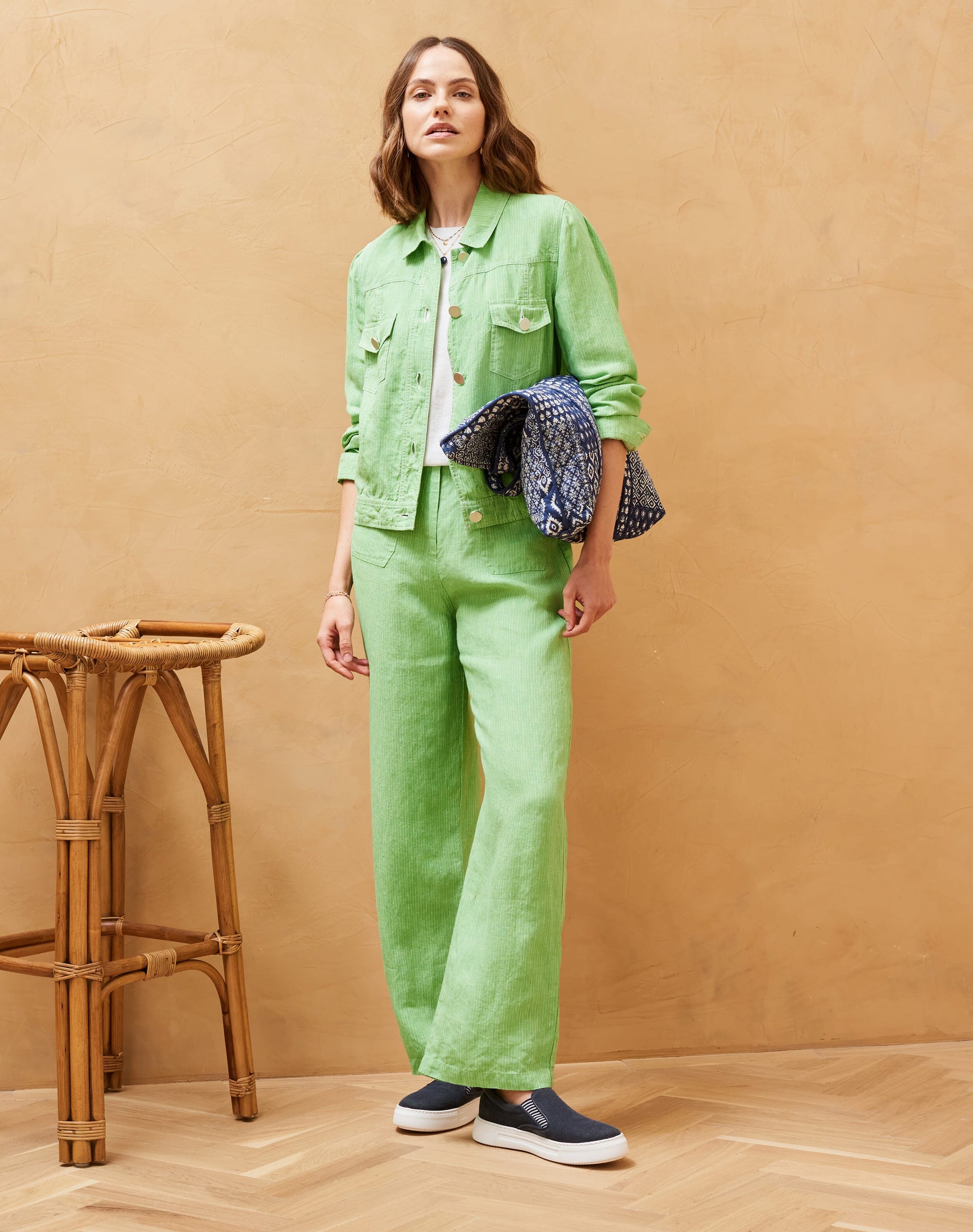 Textured Stripe Linen Jacket