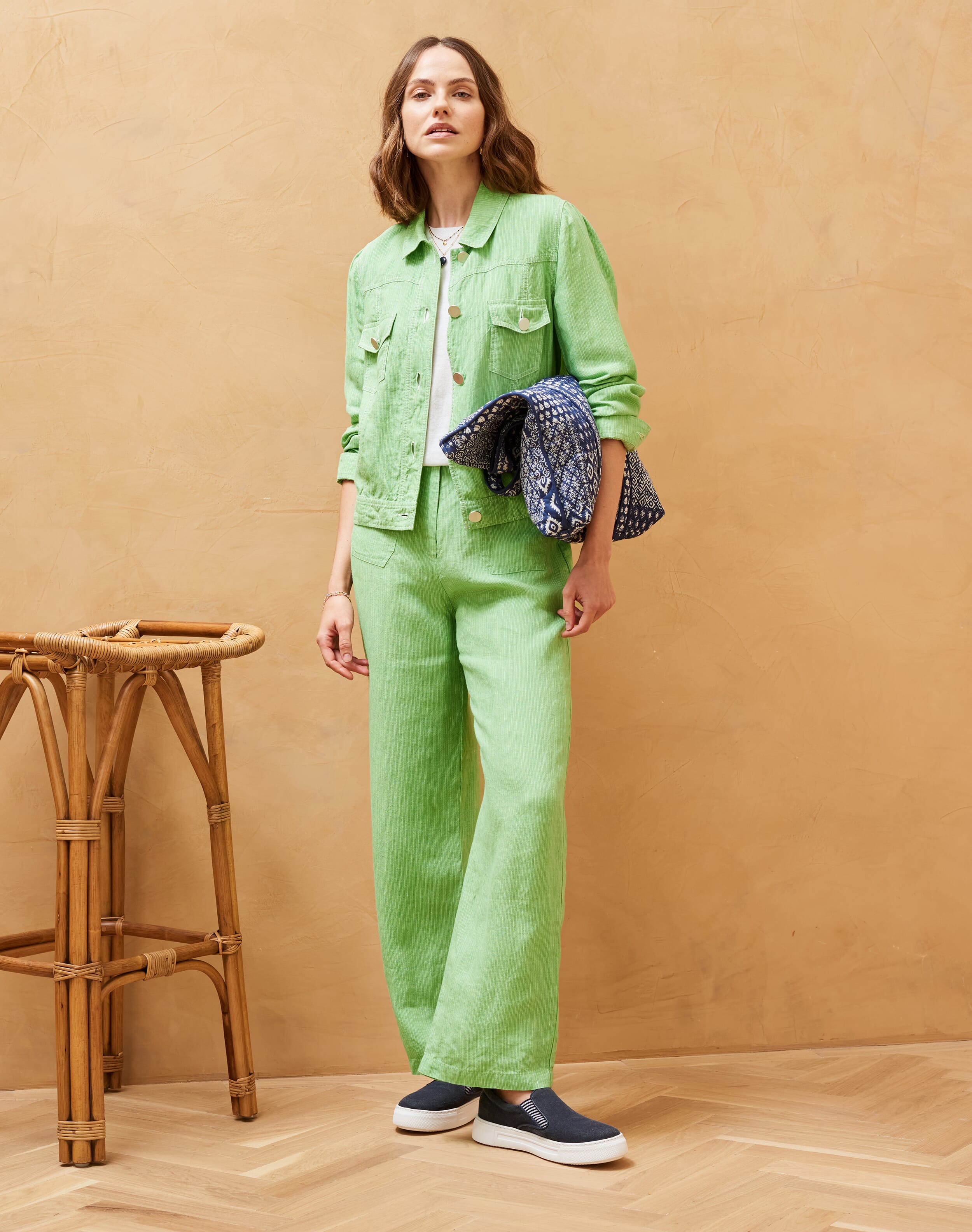 Textured Stripe Linen Jacket