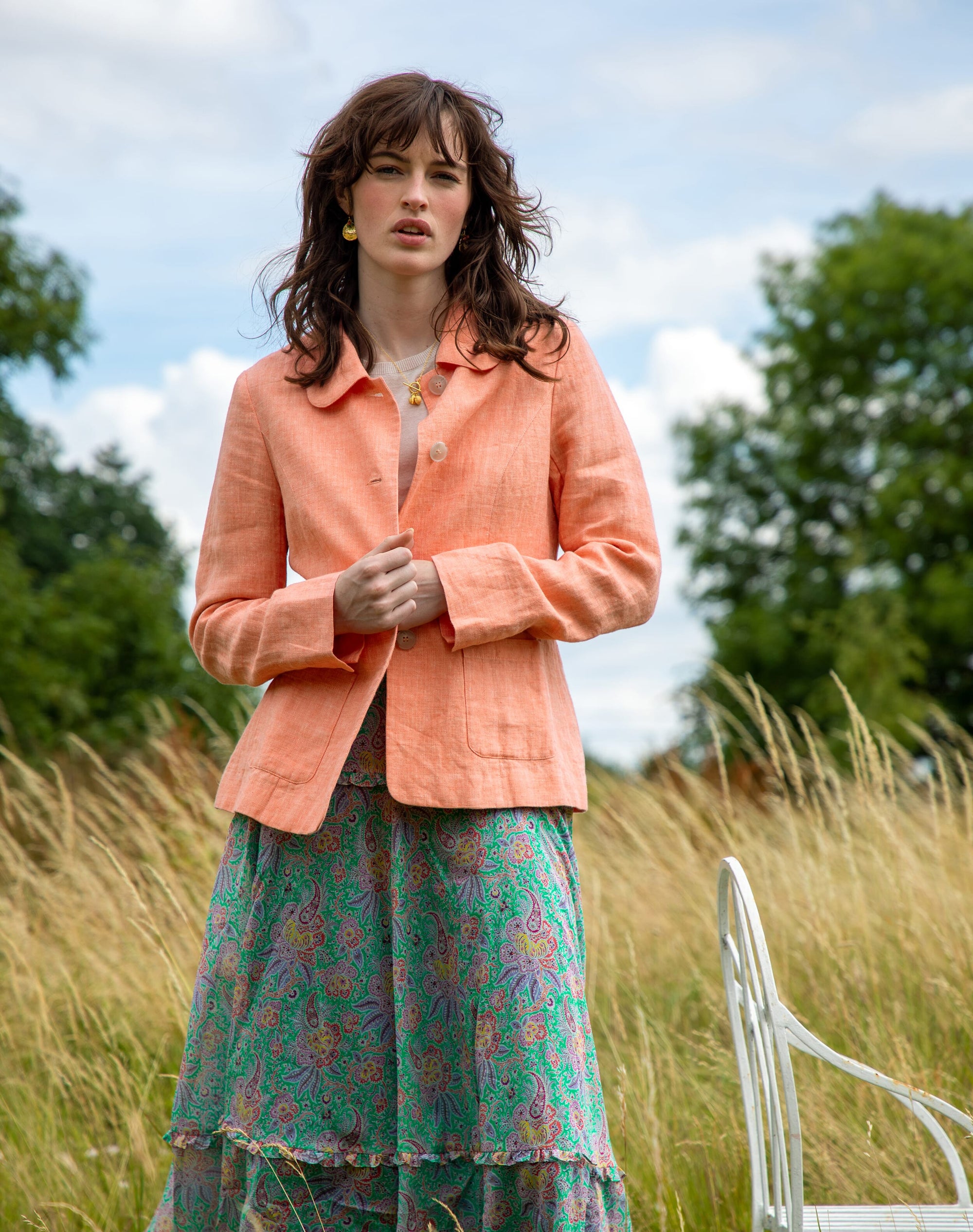 Herringbone Weave Linen Jacket