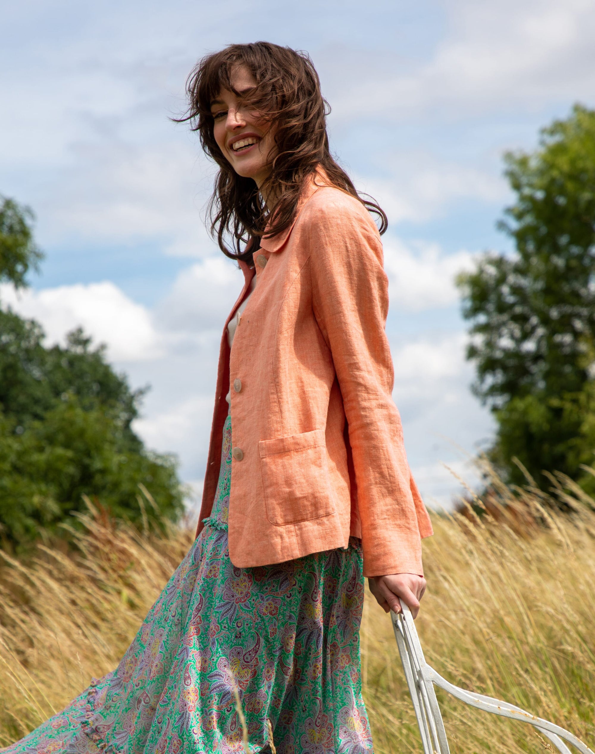 Herringbone Weave Linen Jacket