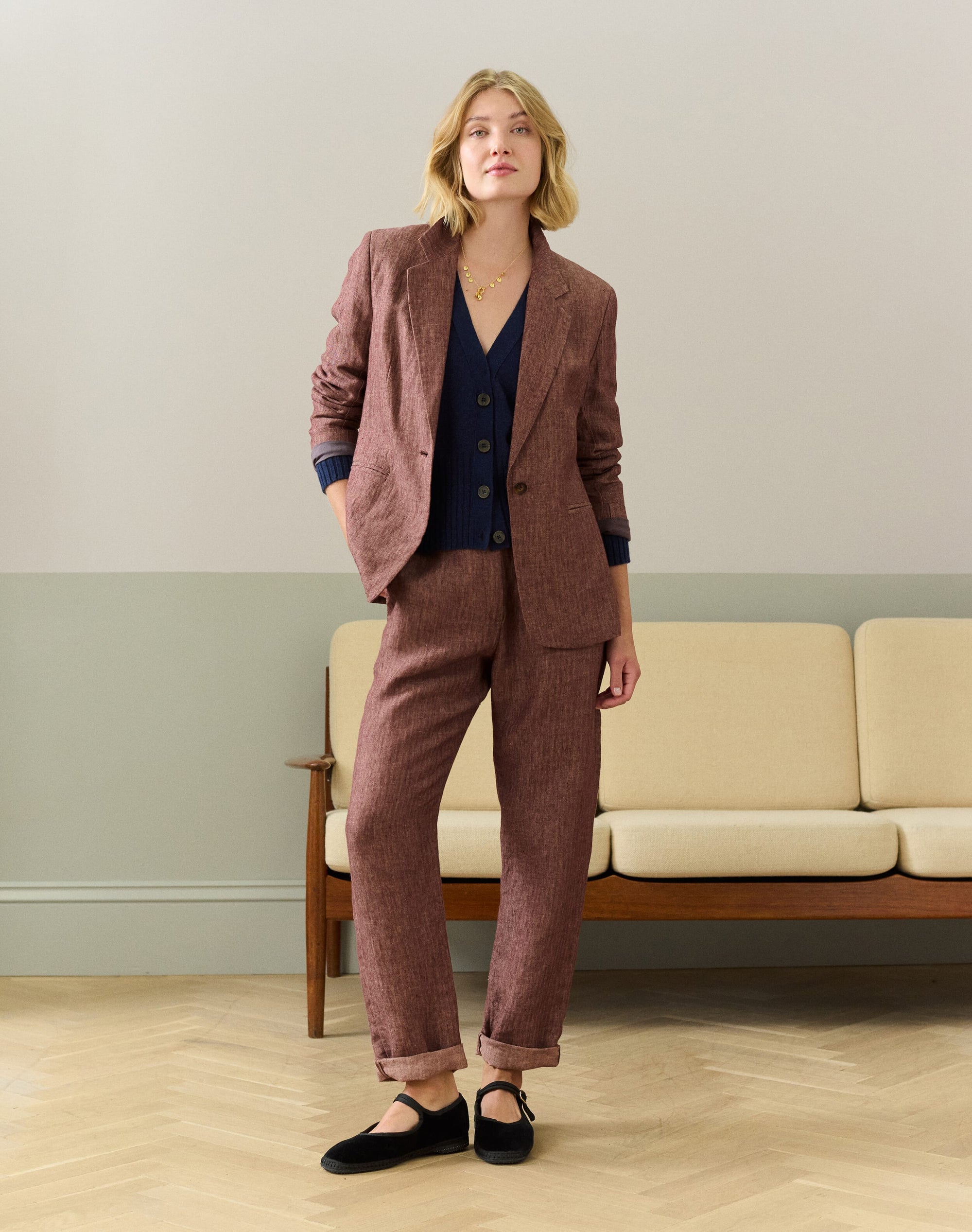Herringbone Linen Blazer