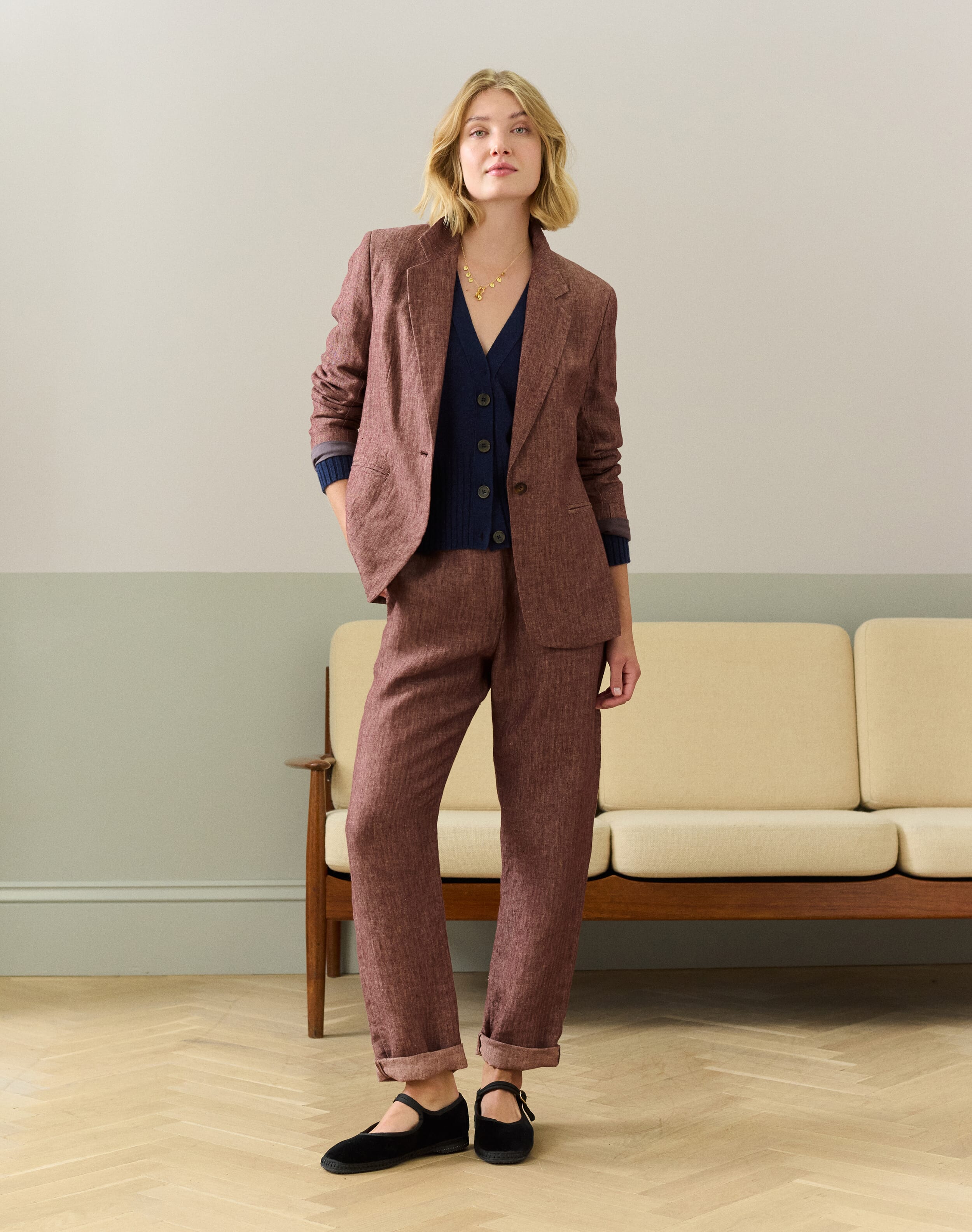 Herringbone Linen Blazer