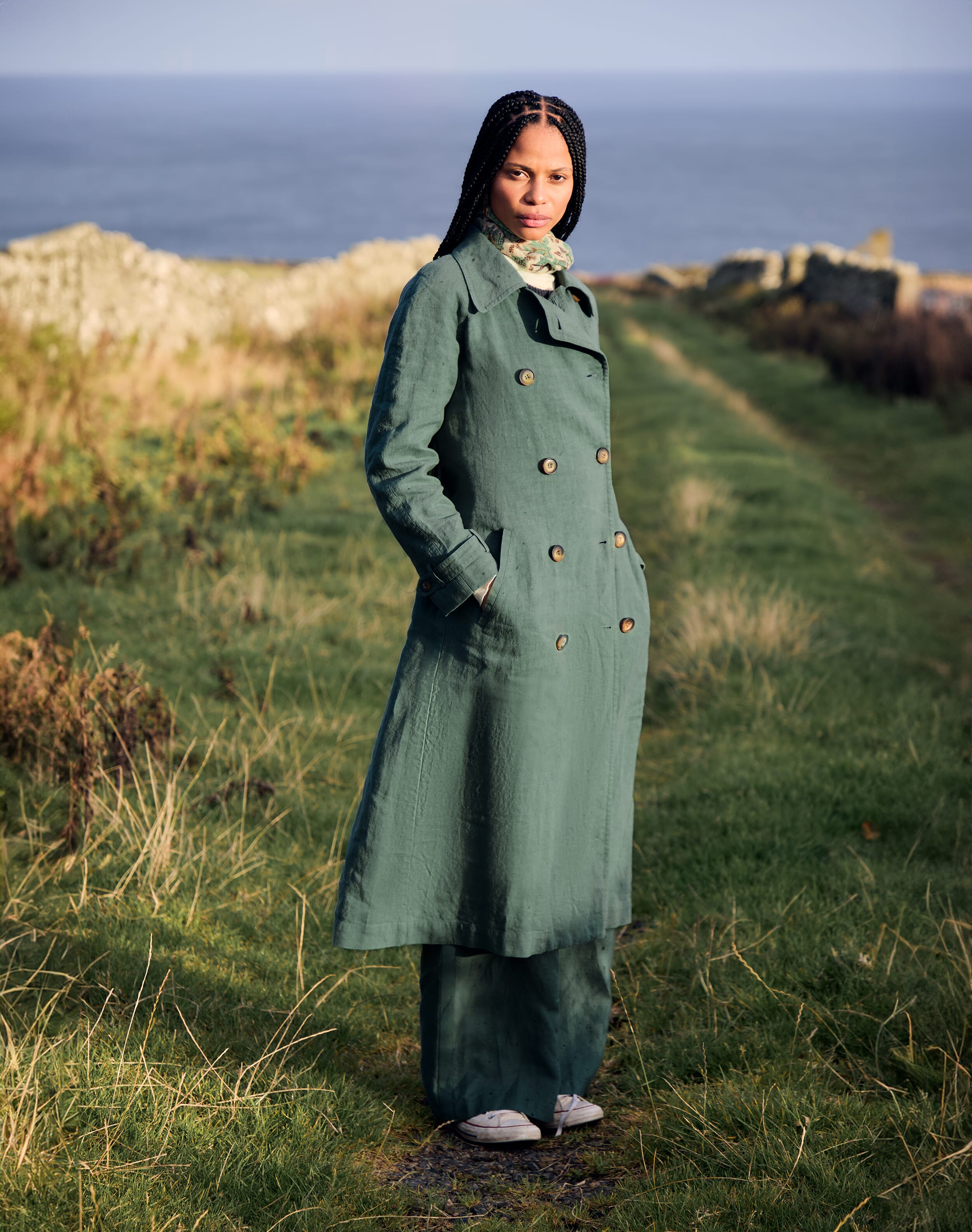Washed Linen Trench Coat