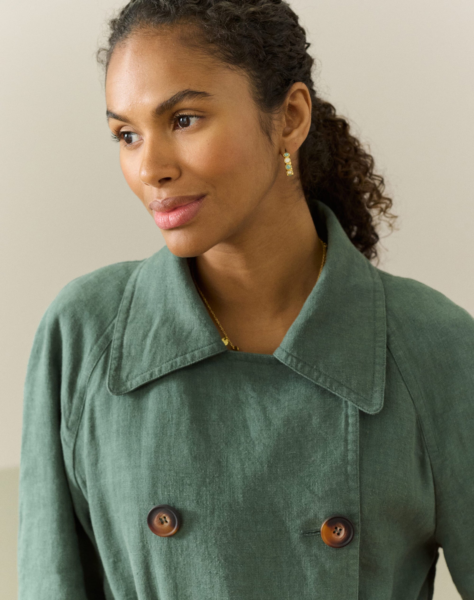 Washed Linen Trench Coat