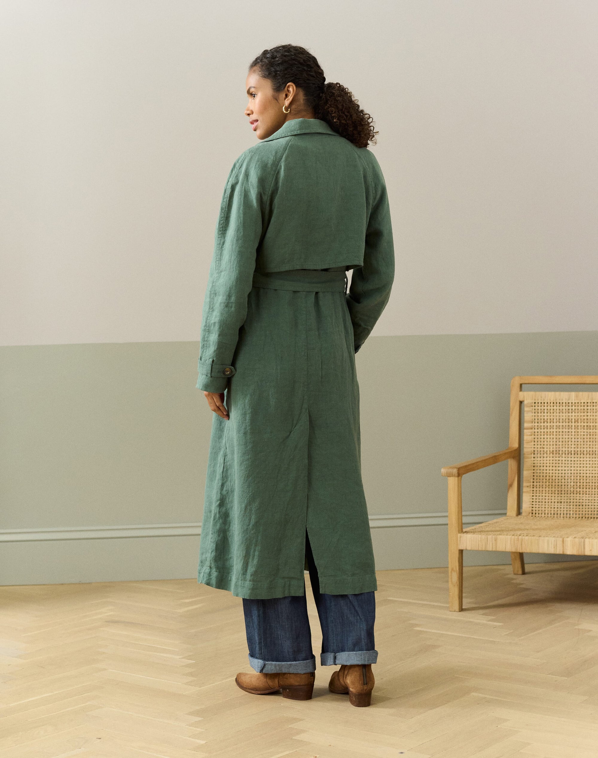 Washed Linen Trench Coat