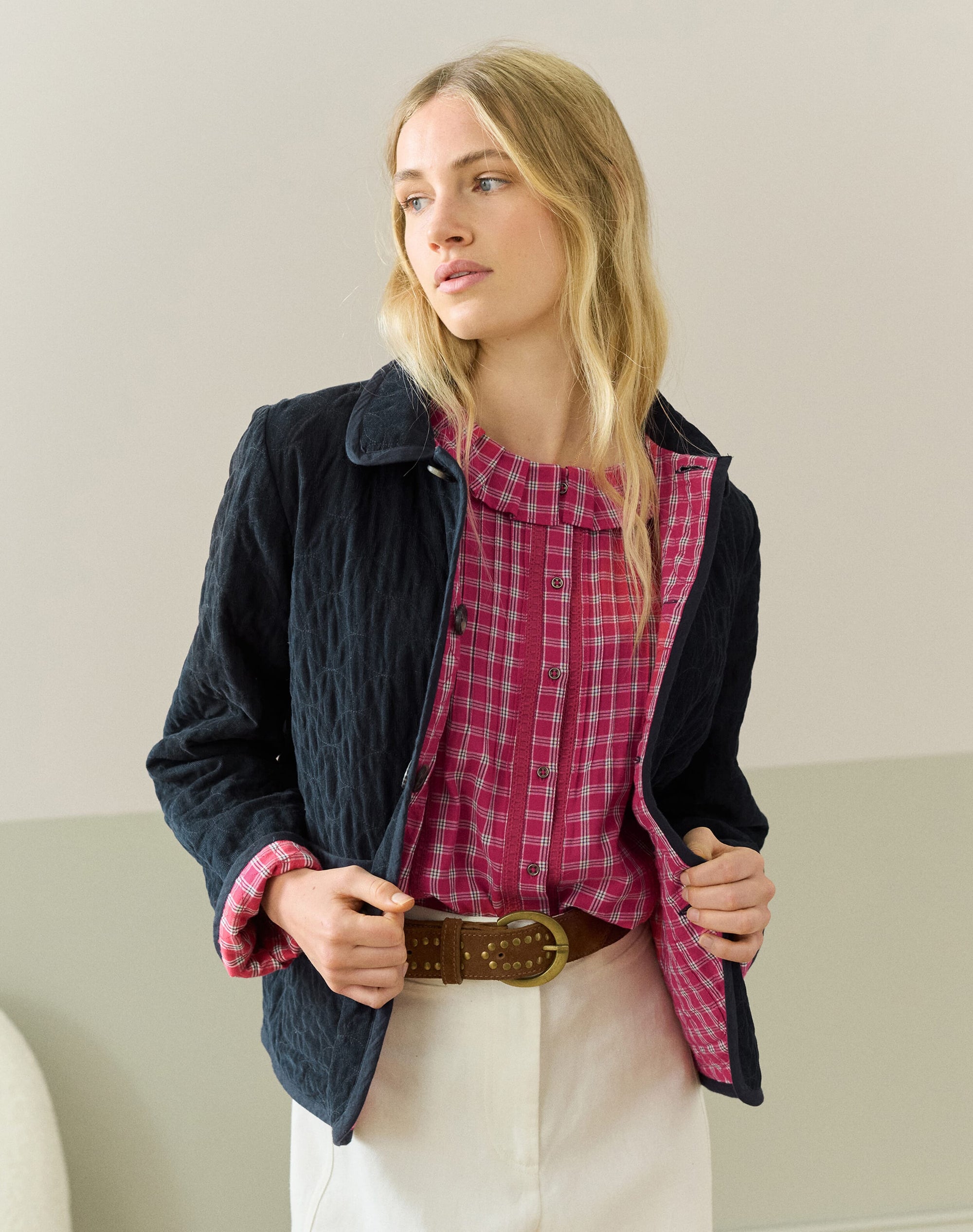 Reversible Cotton Cord & Check Jacket
