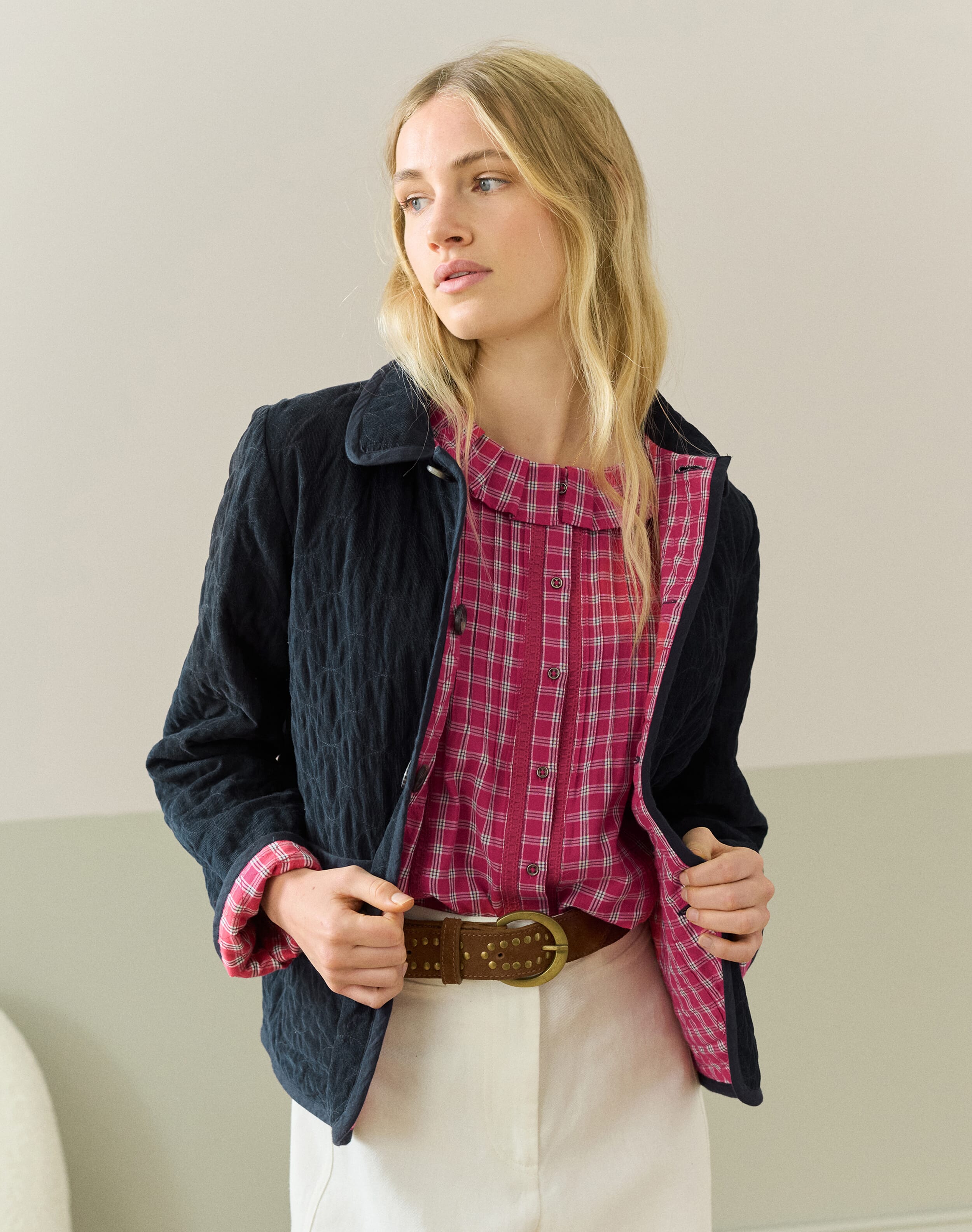 Reversible Cotton Cord & Check Jacket