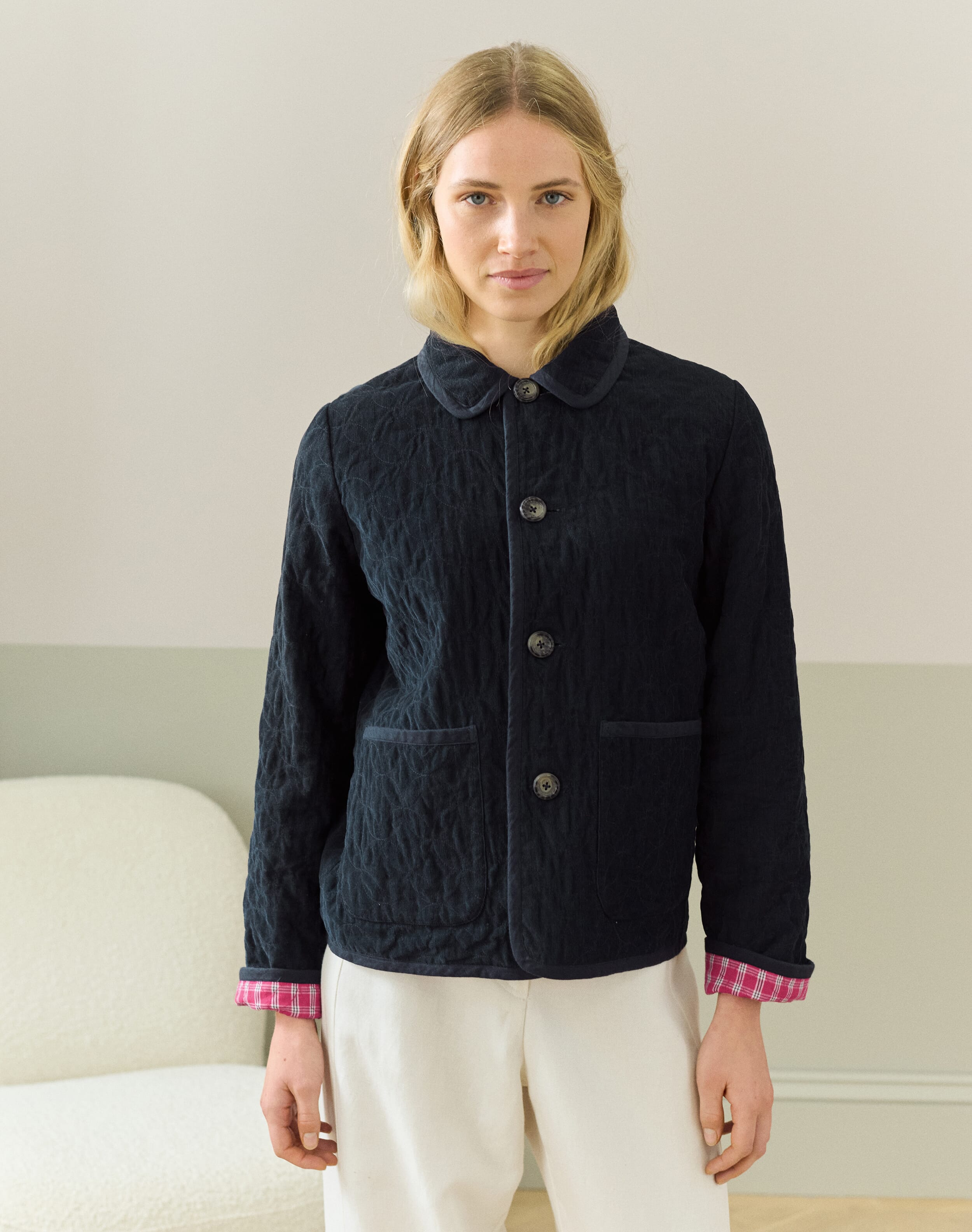 Reversible Cotton Cord & Check Jacket