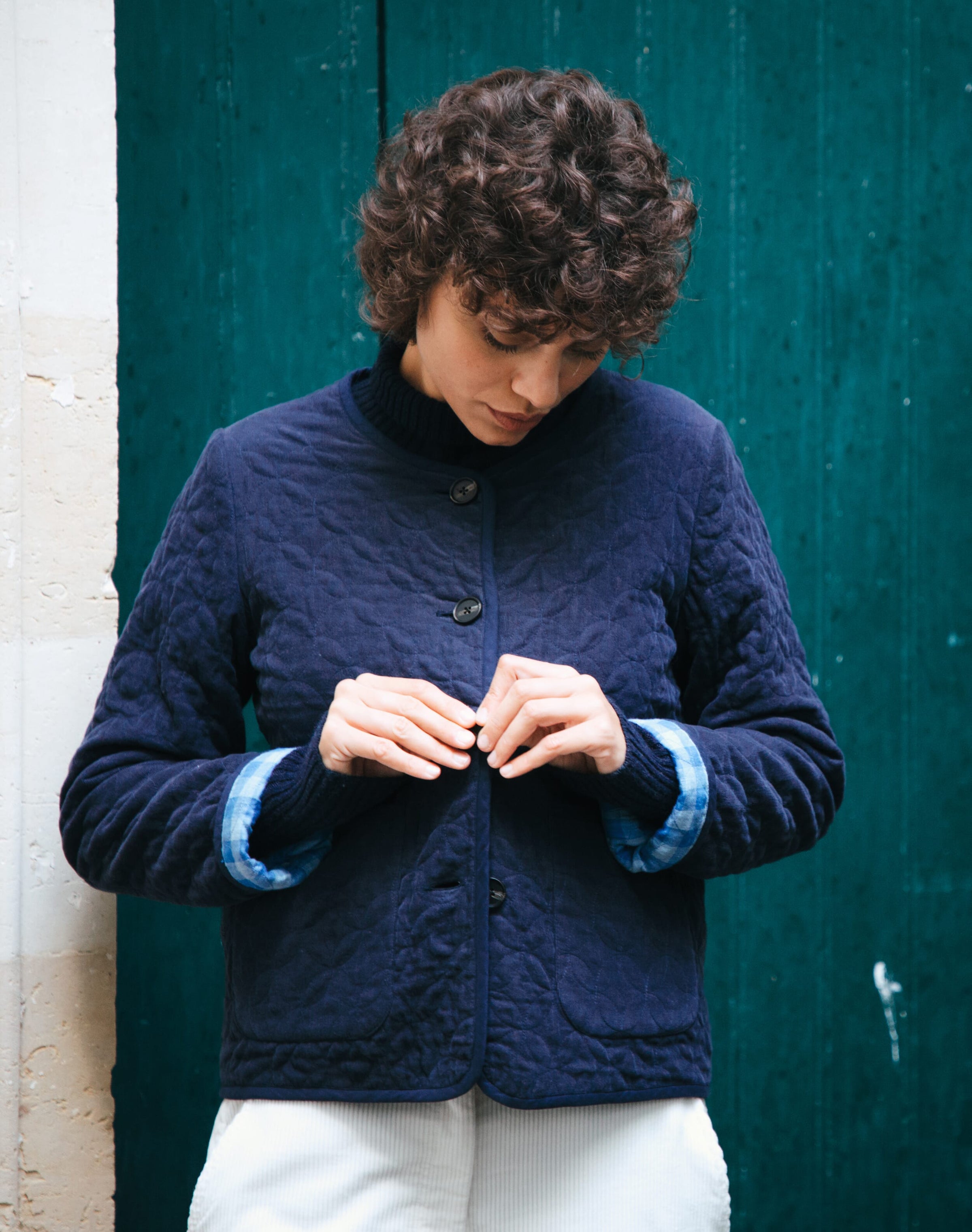 Reversible Cotton Cord & Gingham Jacket