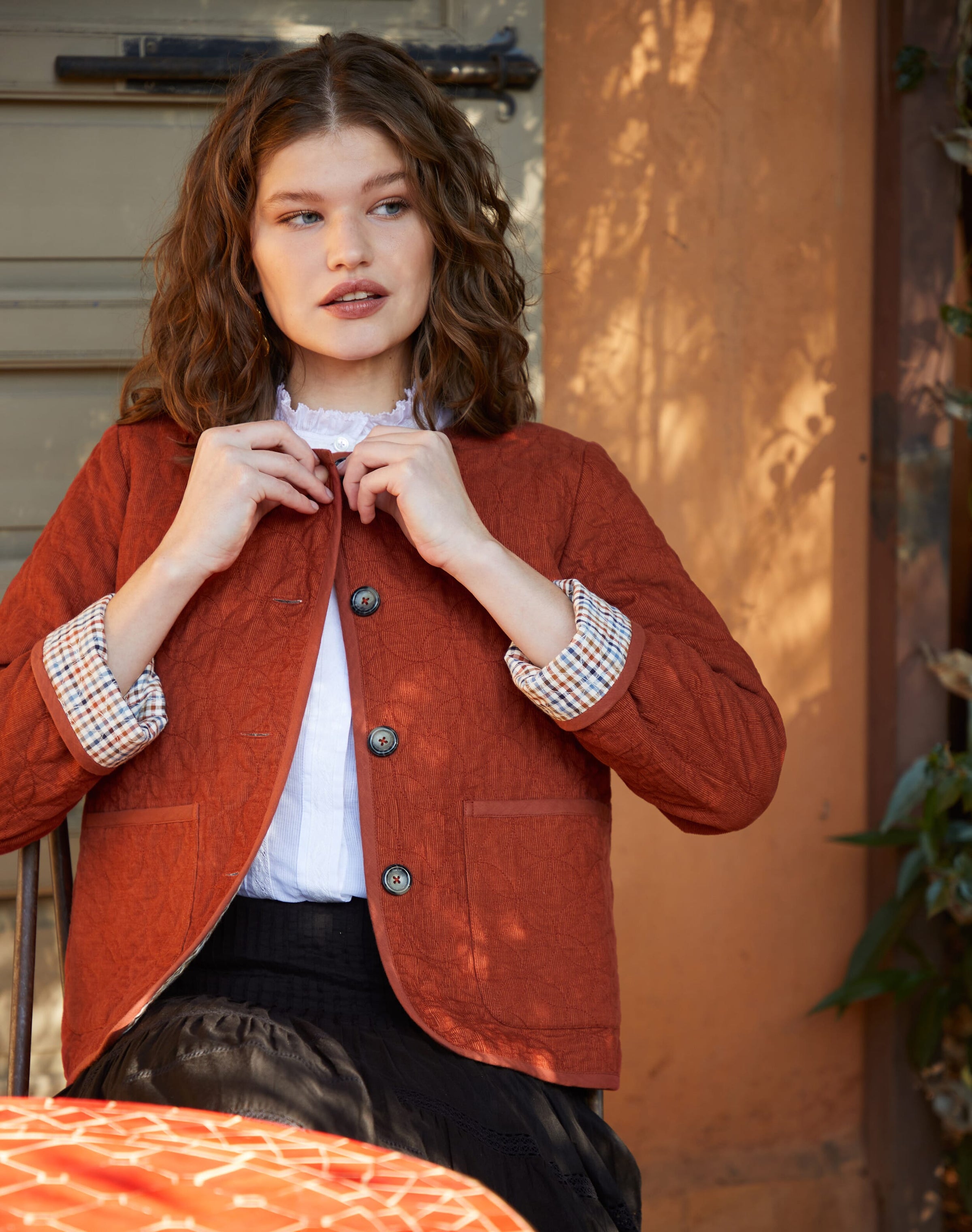 Reversible Cotton Cord & Gingham Jacket
