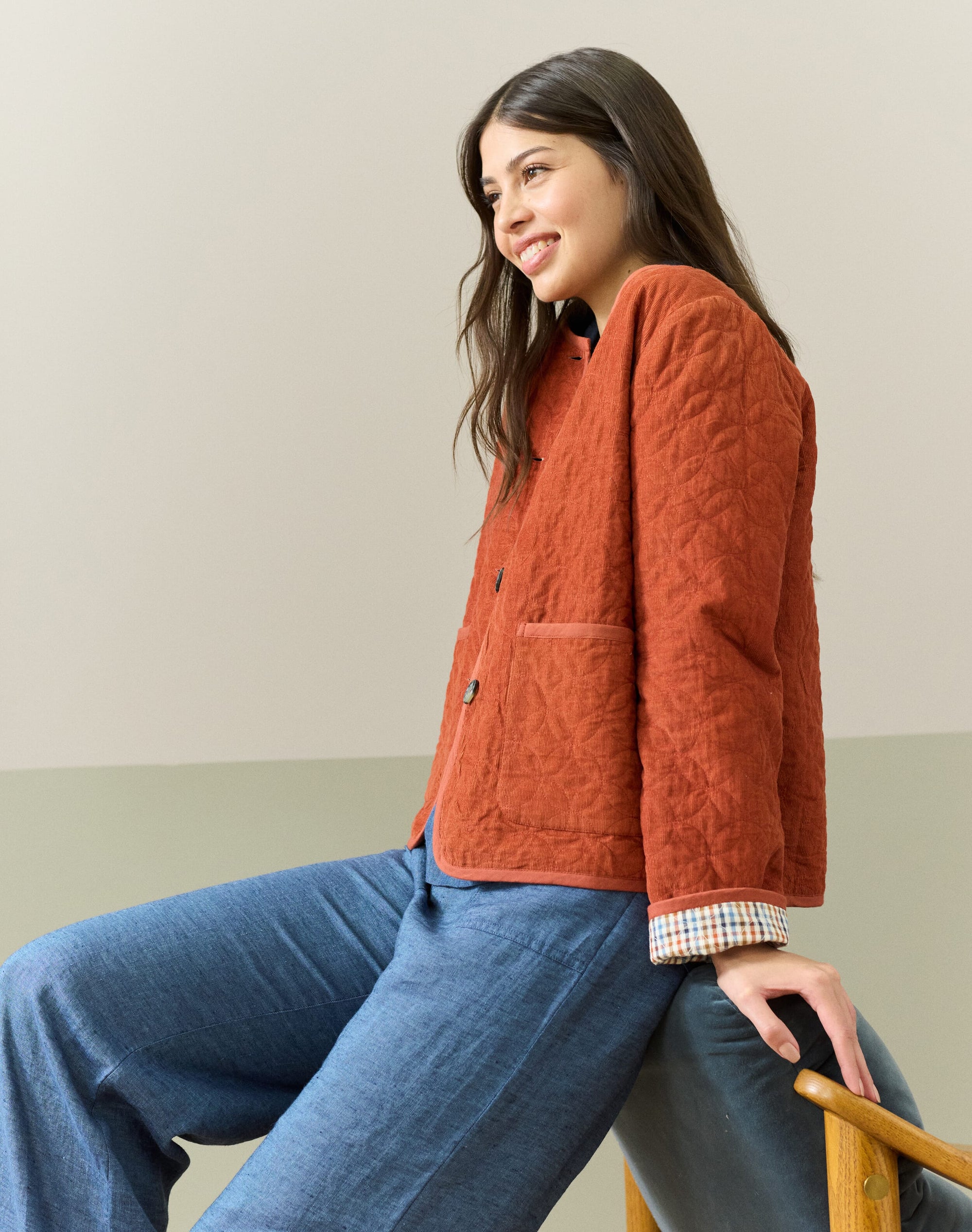 Reversible Cotton Cord & Gingham Jacket
