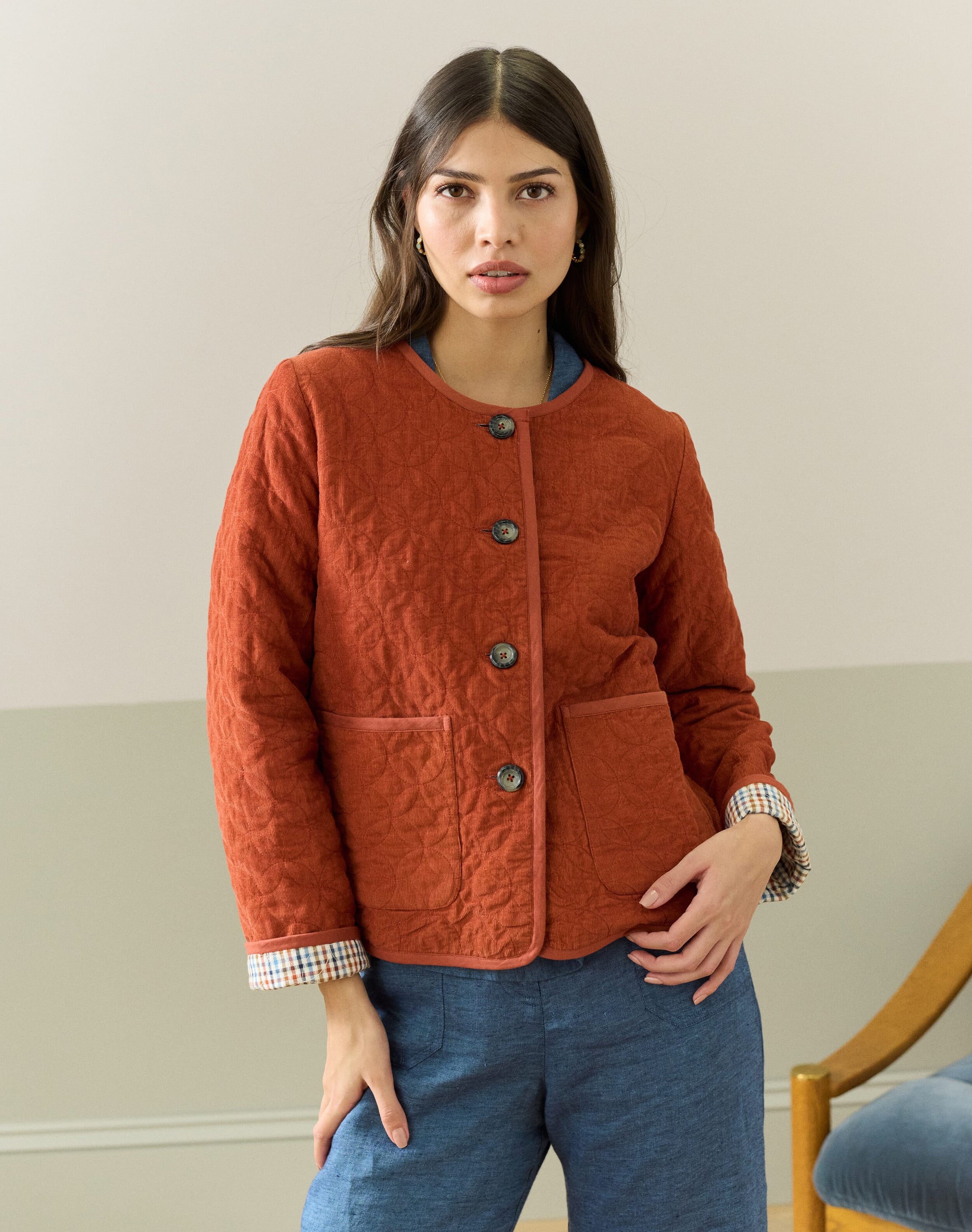 Reversible Cotton Cord & Gingham Jacket