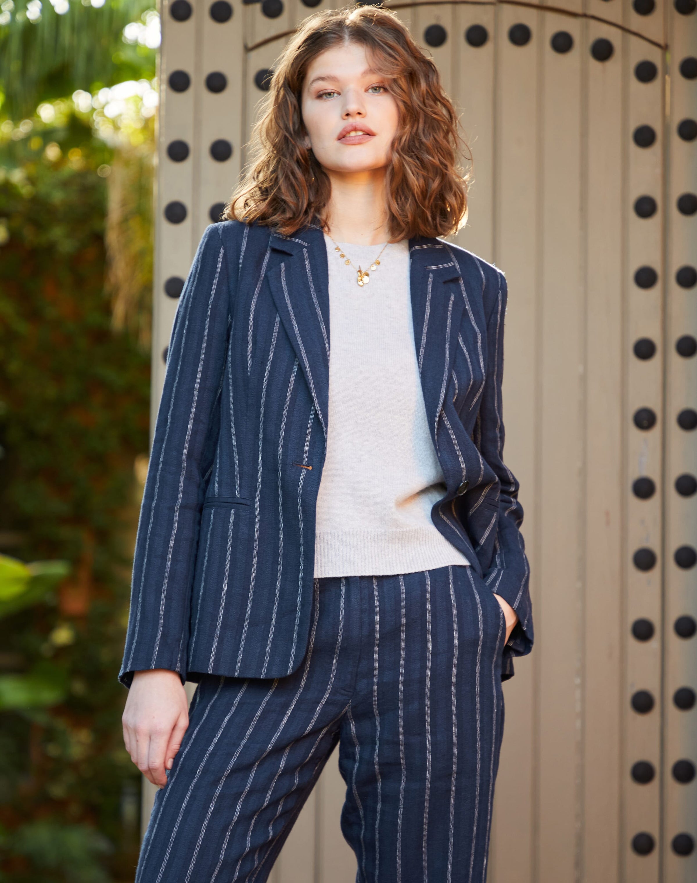 Stripe Linen Blazer