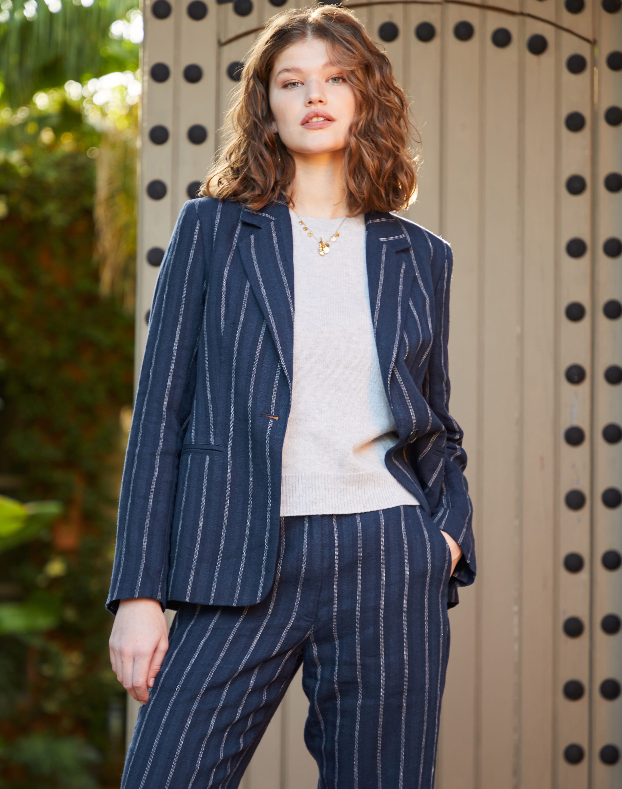 Stripe Linen Blazer