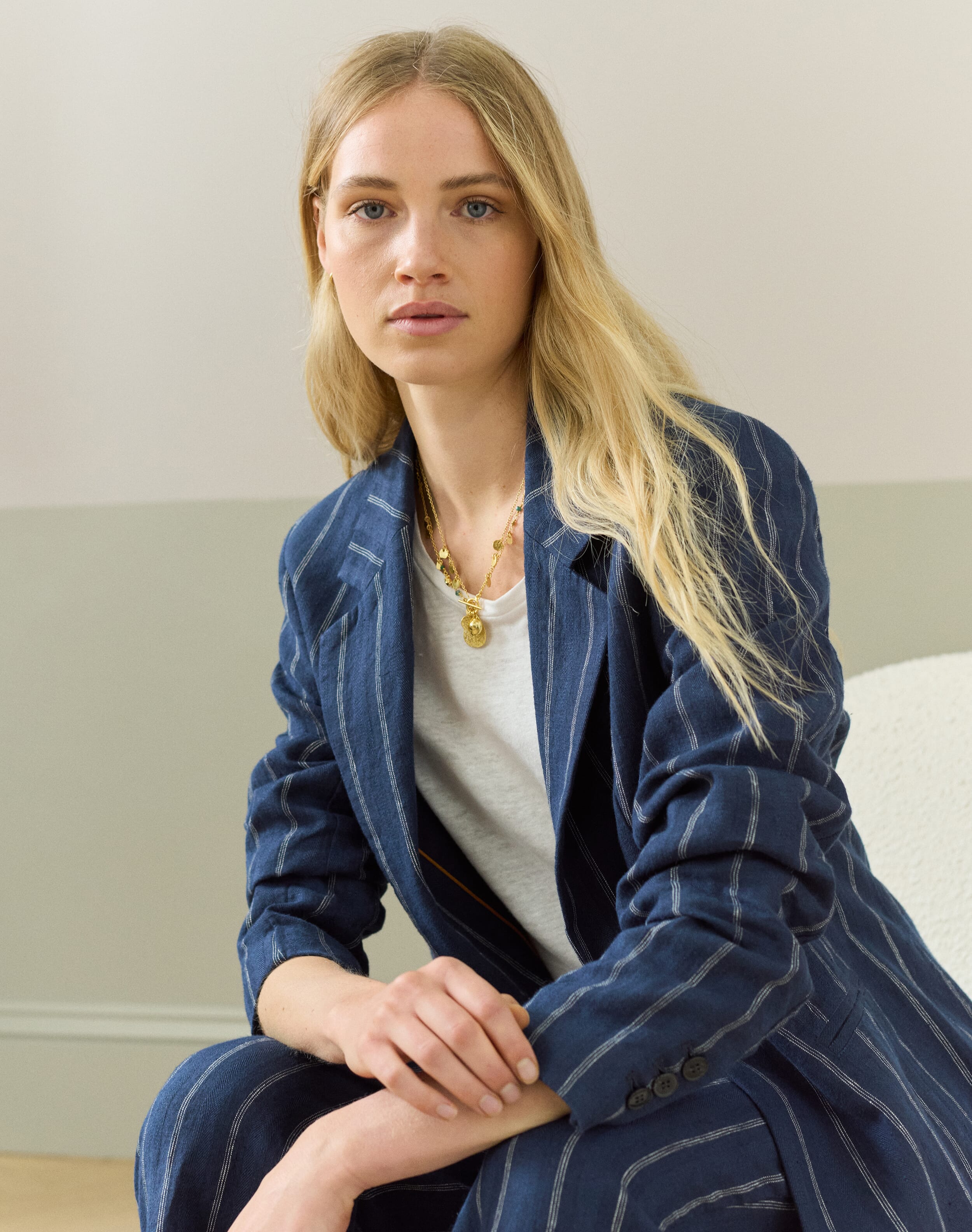Stripe Linen Blazer
