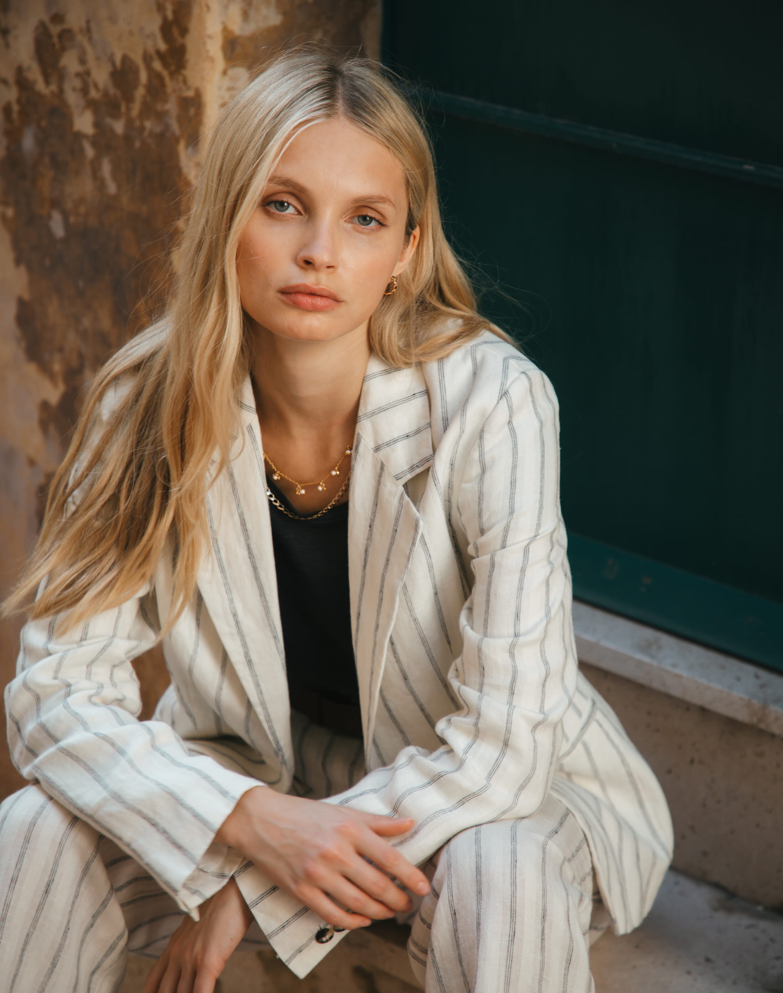 Stripe Linen Blazer