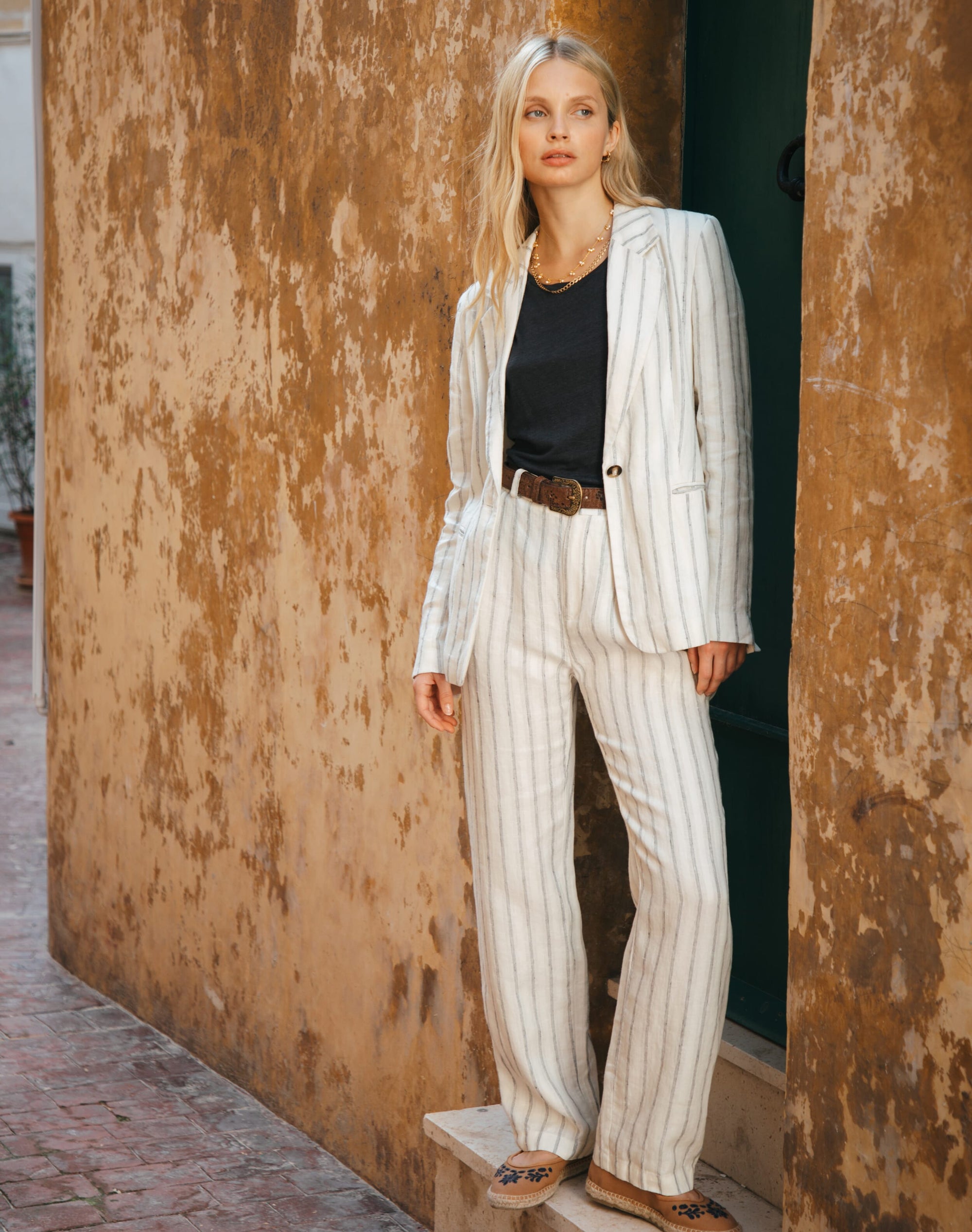 Stripe Linen Blazer