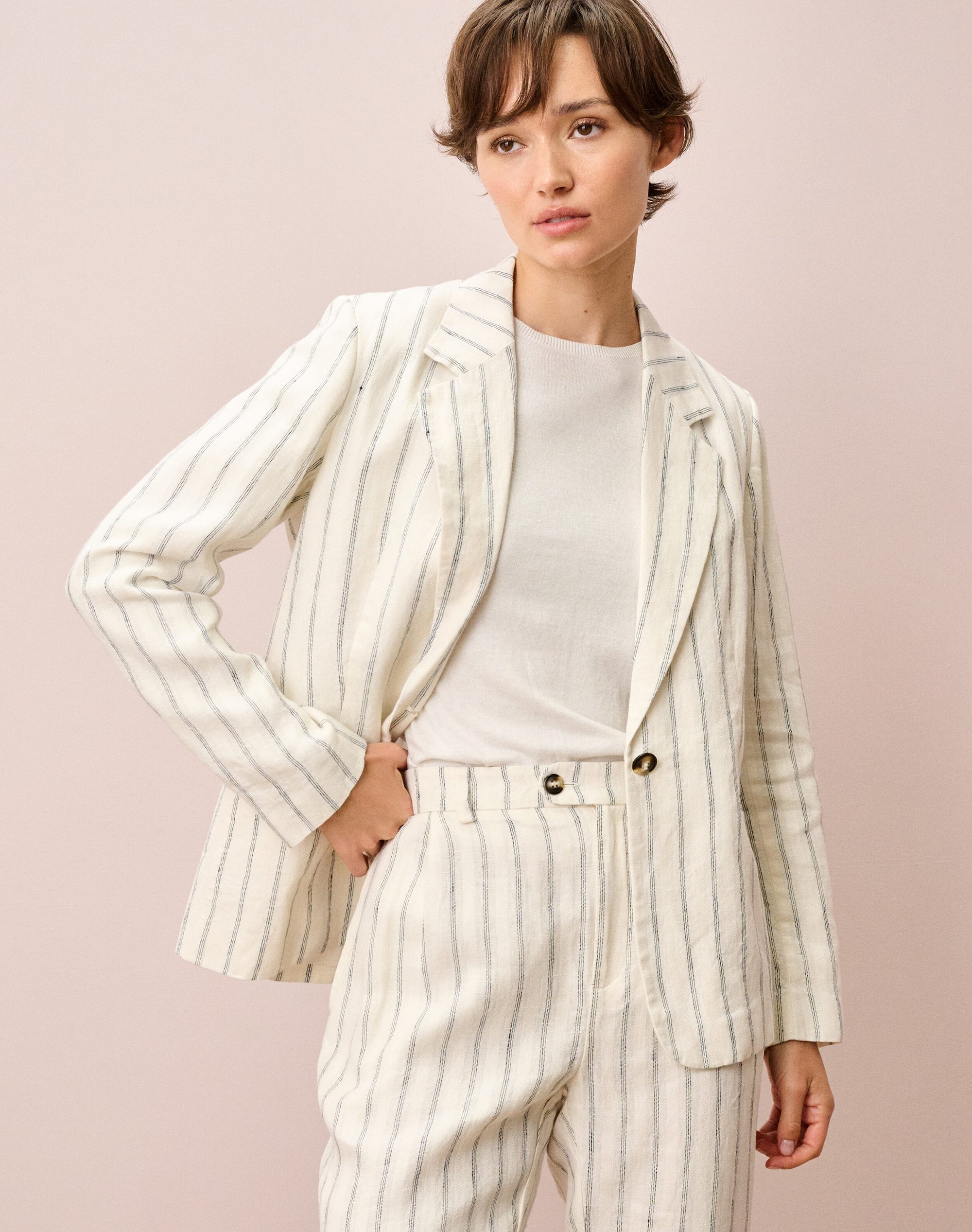 Stripe Linen Blazer